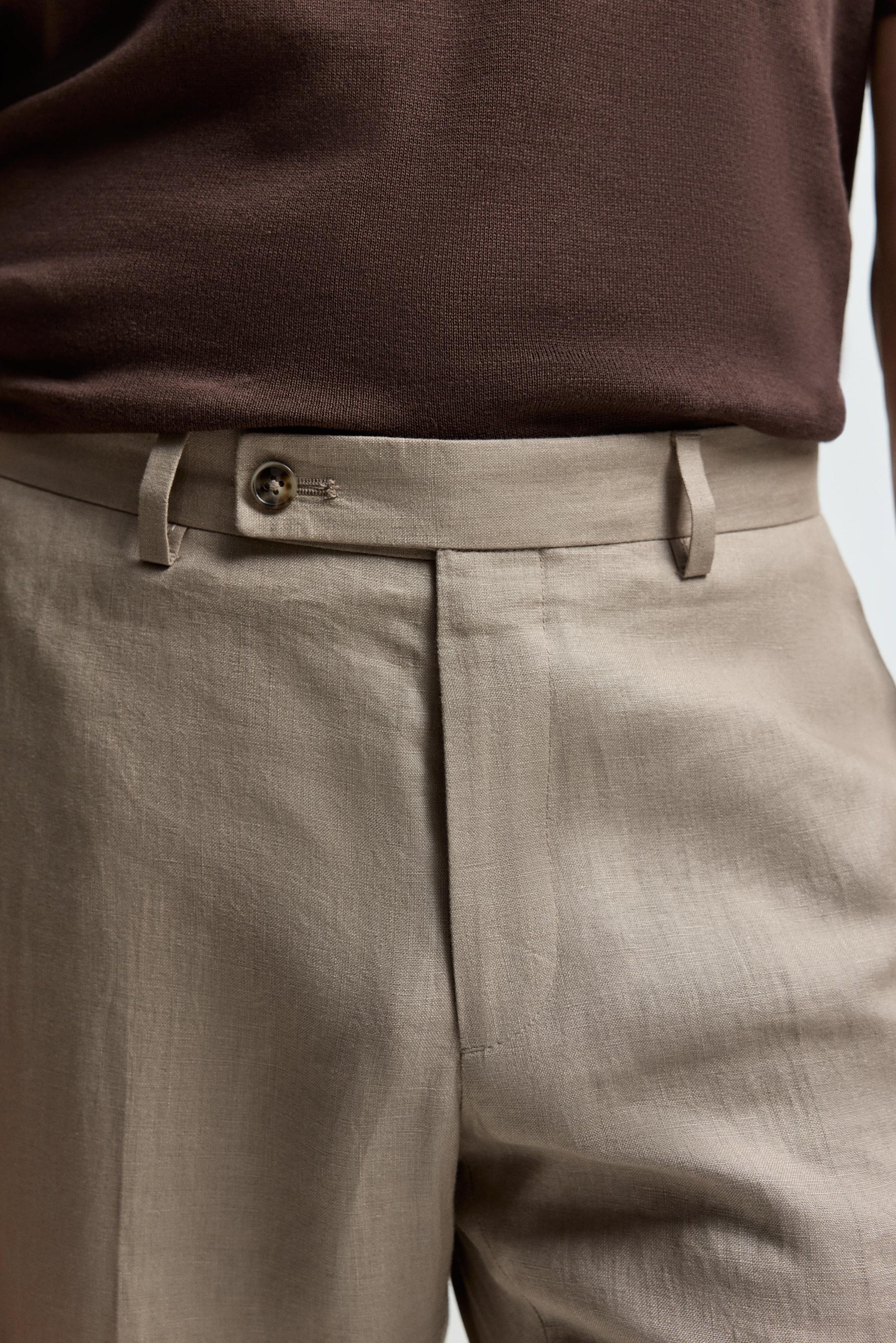100% linen suit trousers — BROWN