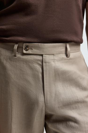 100% linen suit trousers — BROWN 3