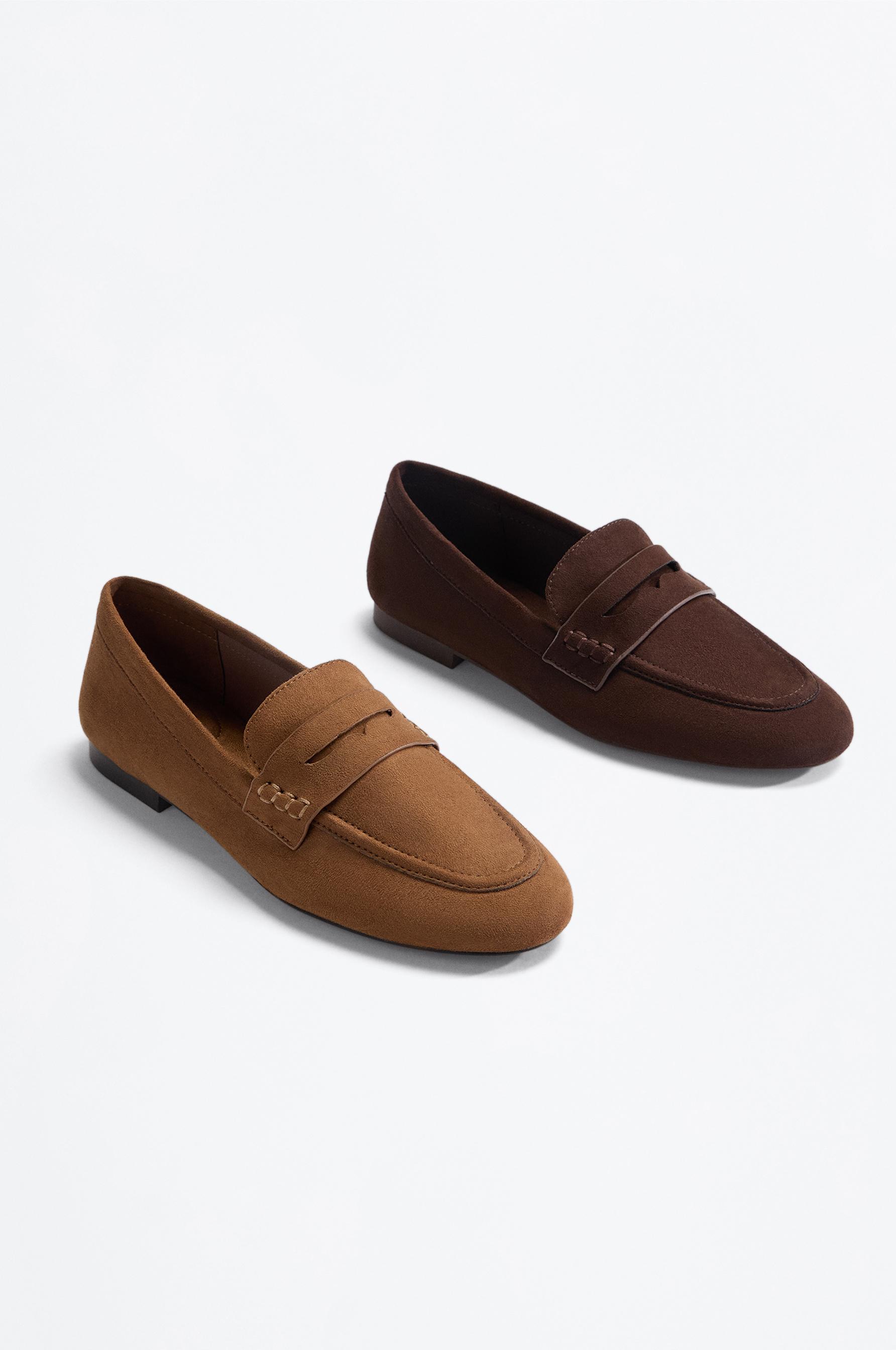 Faux suede moccasin shoe — BROWN