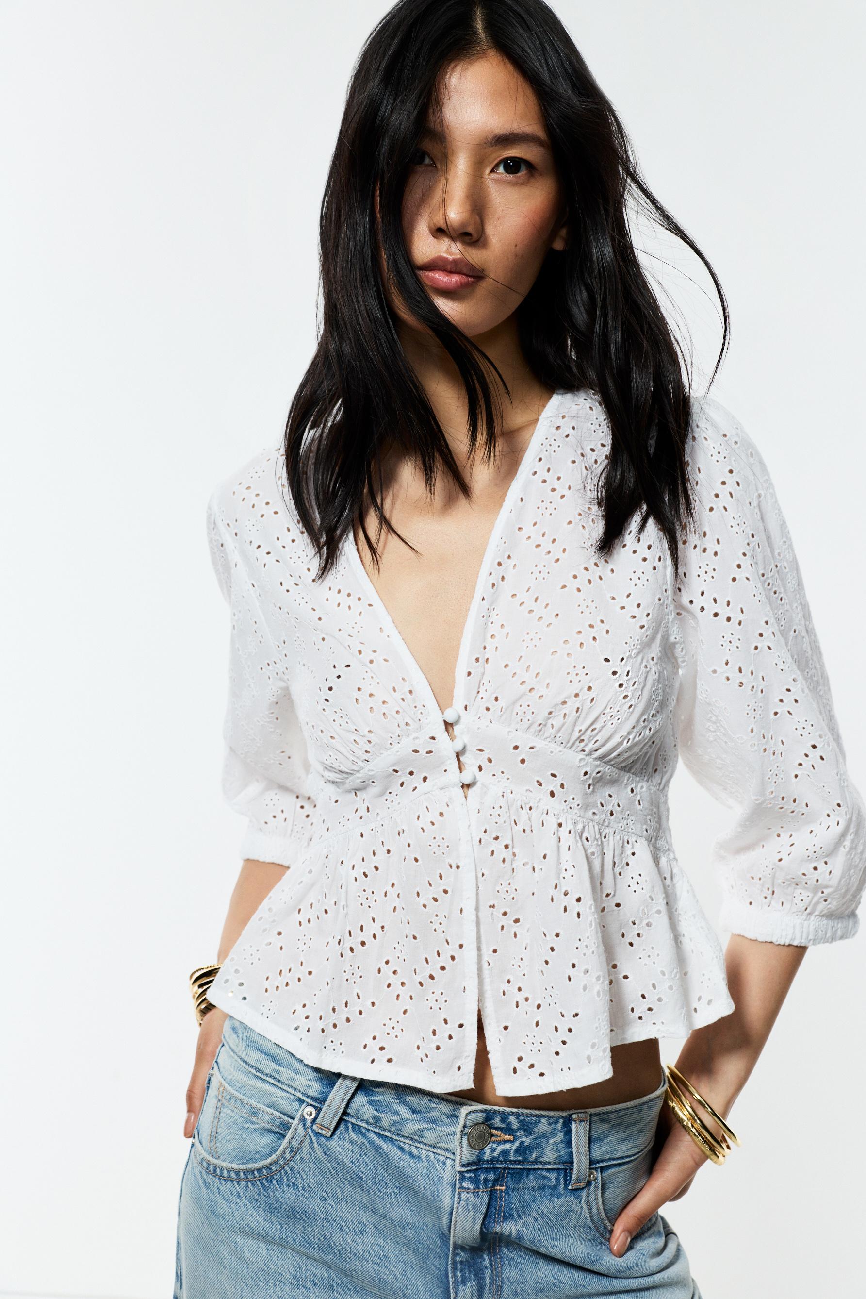 Swiss embroidery shirt — WHITE