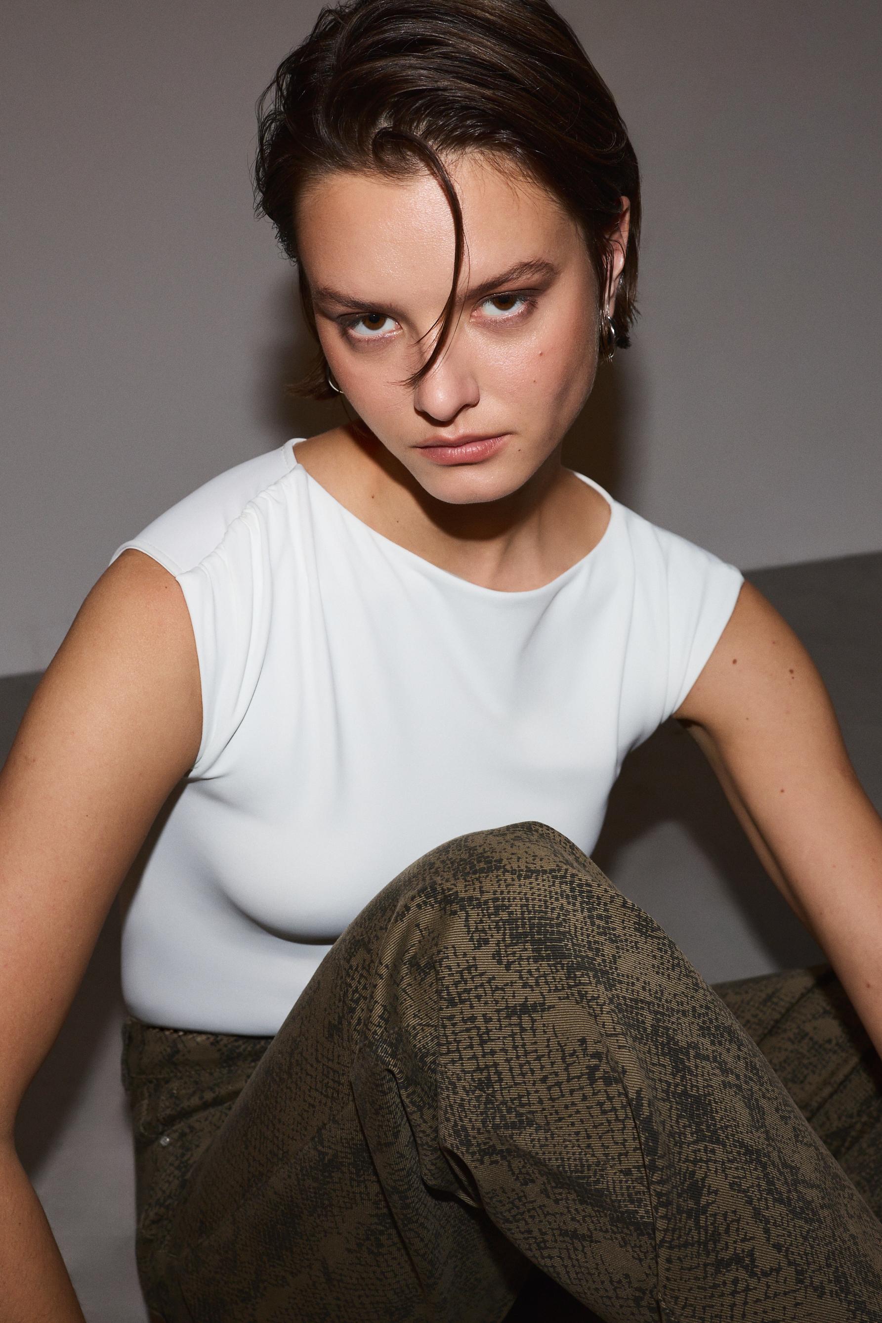 Polyamide sleeveless bodysuit — WHITE