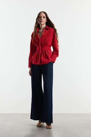 Pleated waist shirt — DARK PINK 2