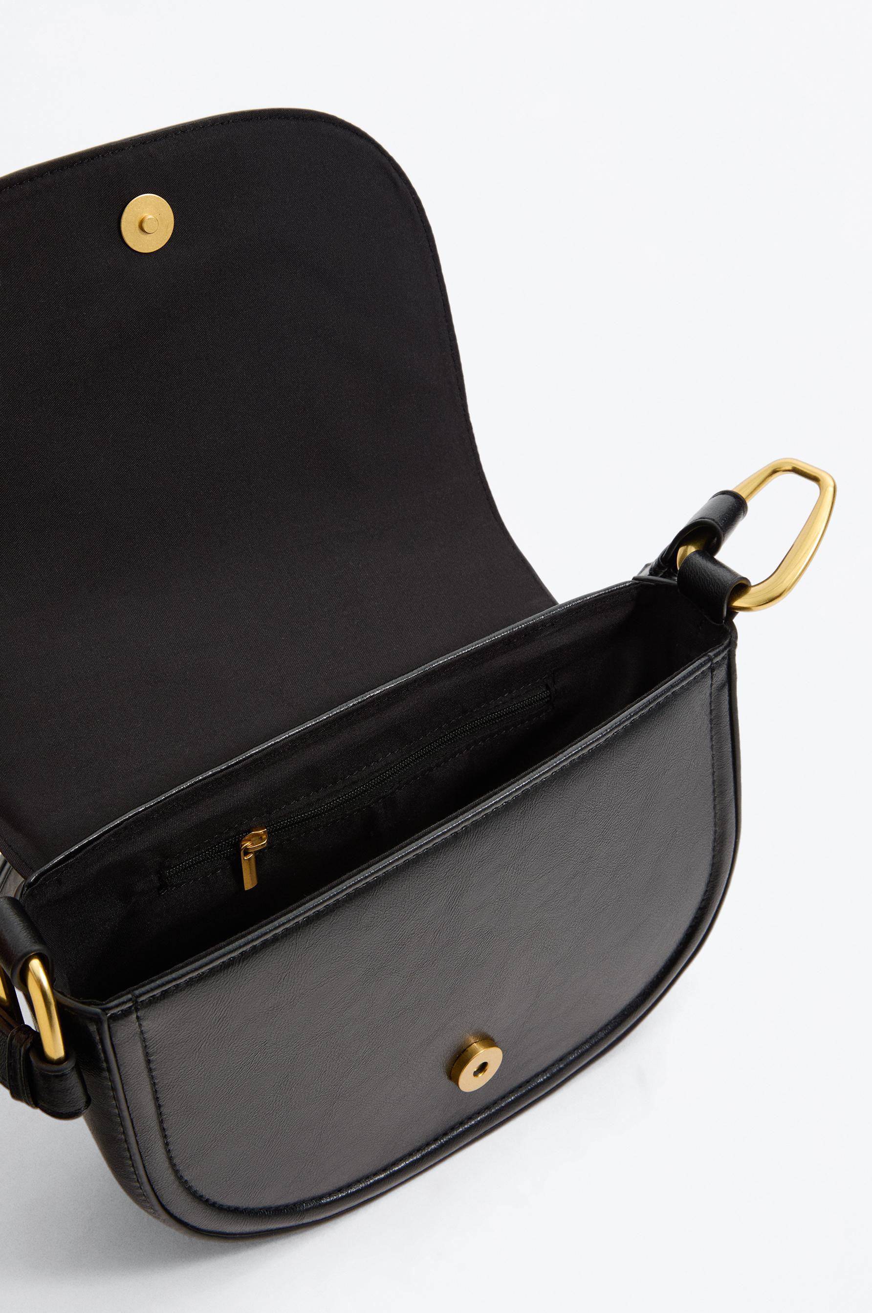 Double handle flap shoulder bag — BLACK