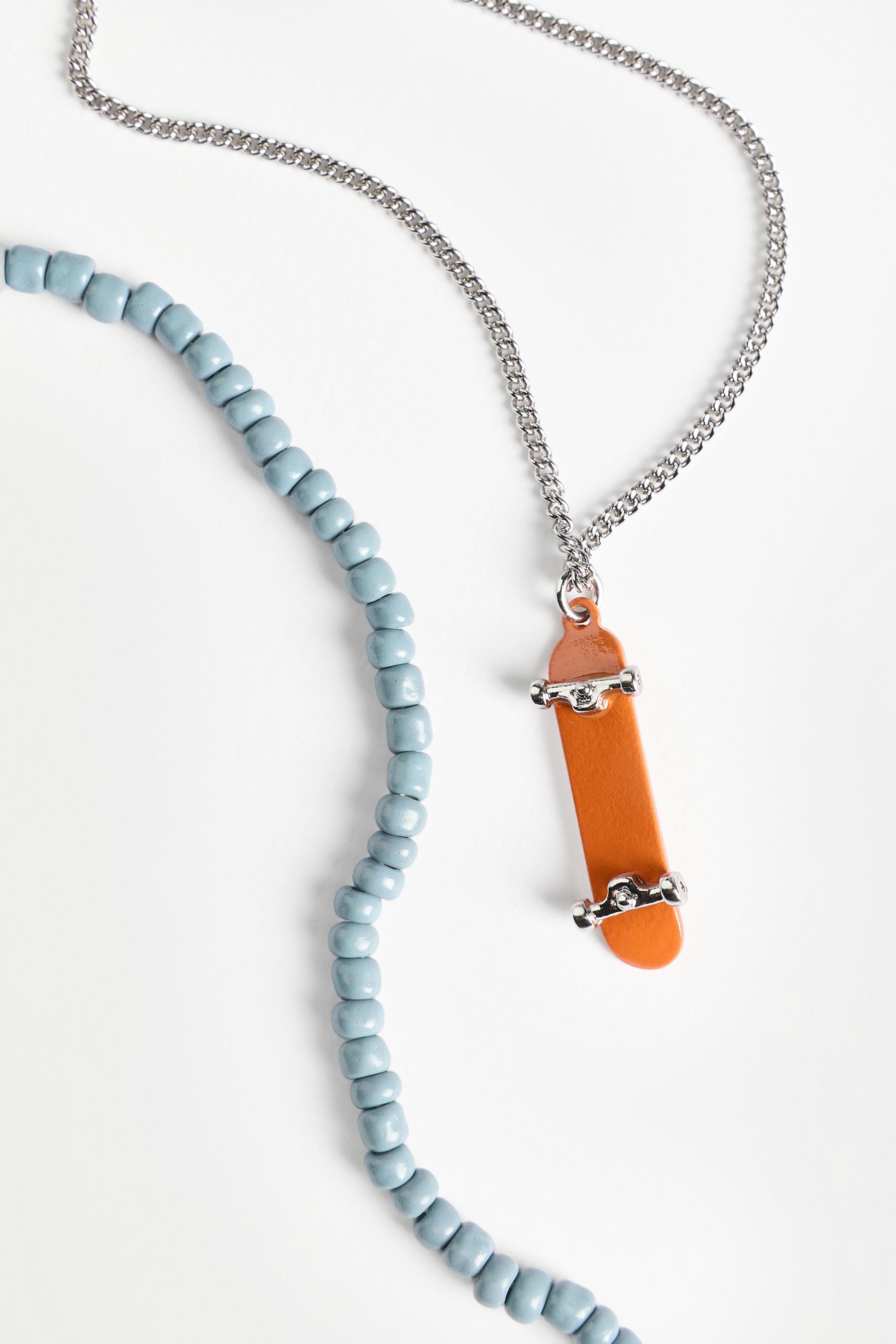 Double skate necklace — BLUE/WHITE