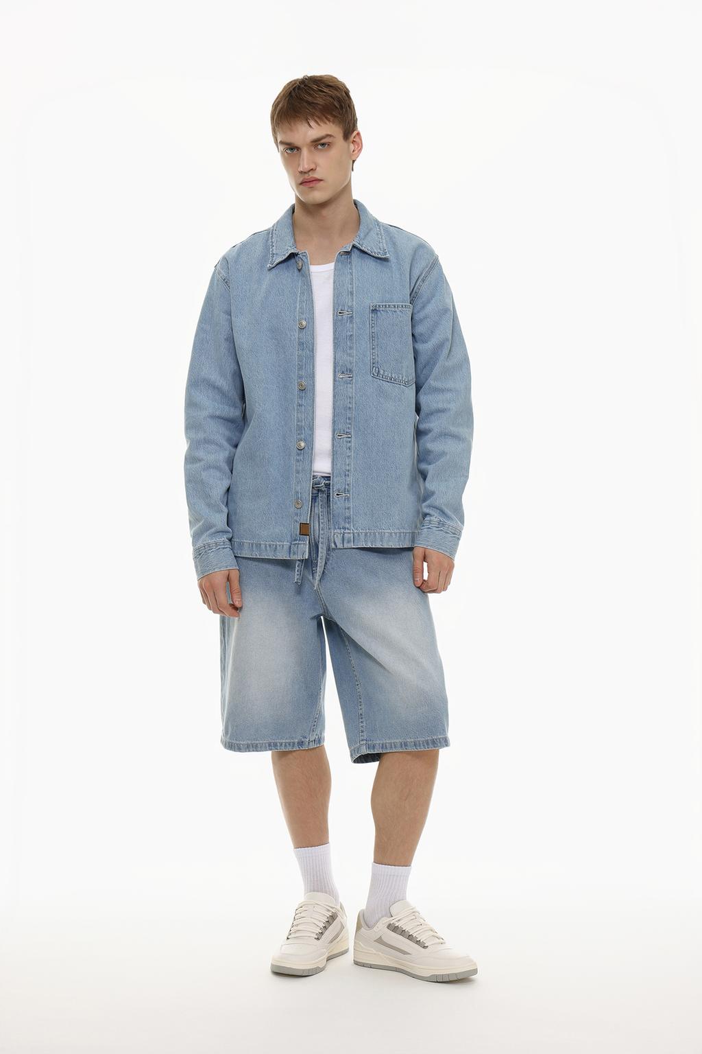 Baggy denim Bermuda shorts