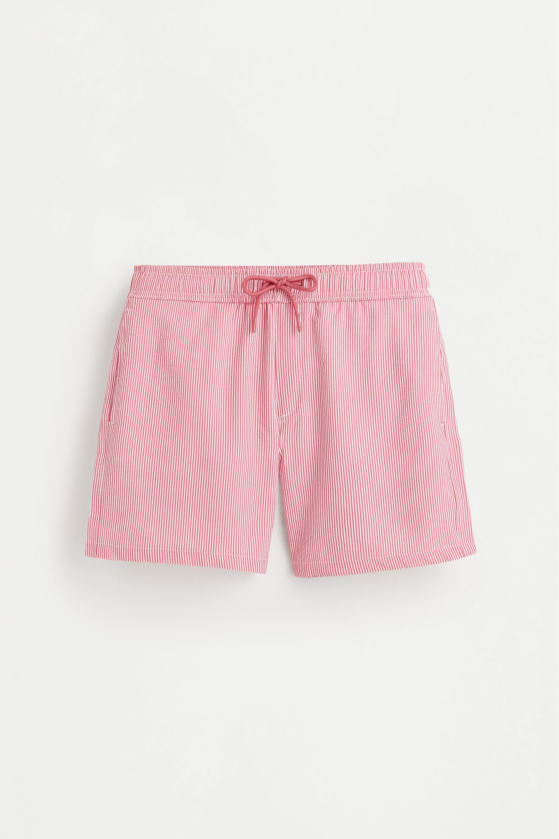 Regular fit seersucker swim shorts — RED
