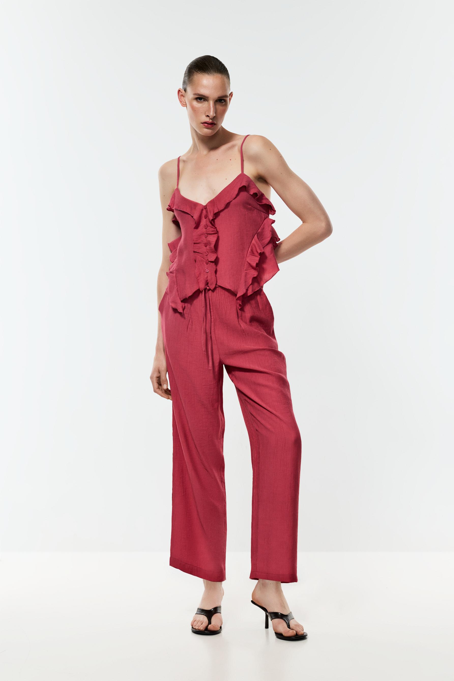 Textured camisole top — PALE MAROON