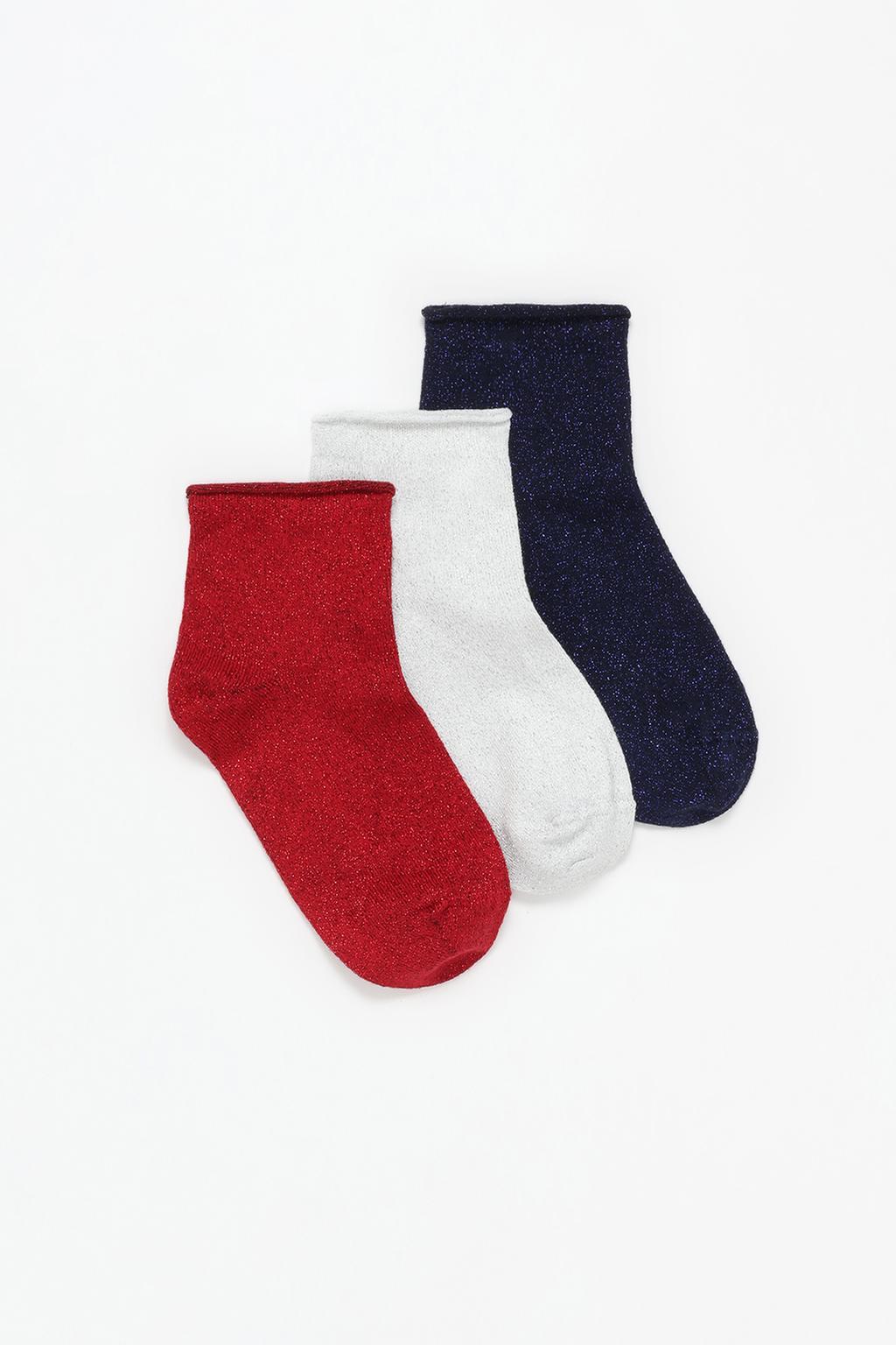 Pack of 3 pairs of shimmery short socks