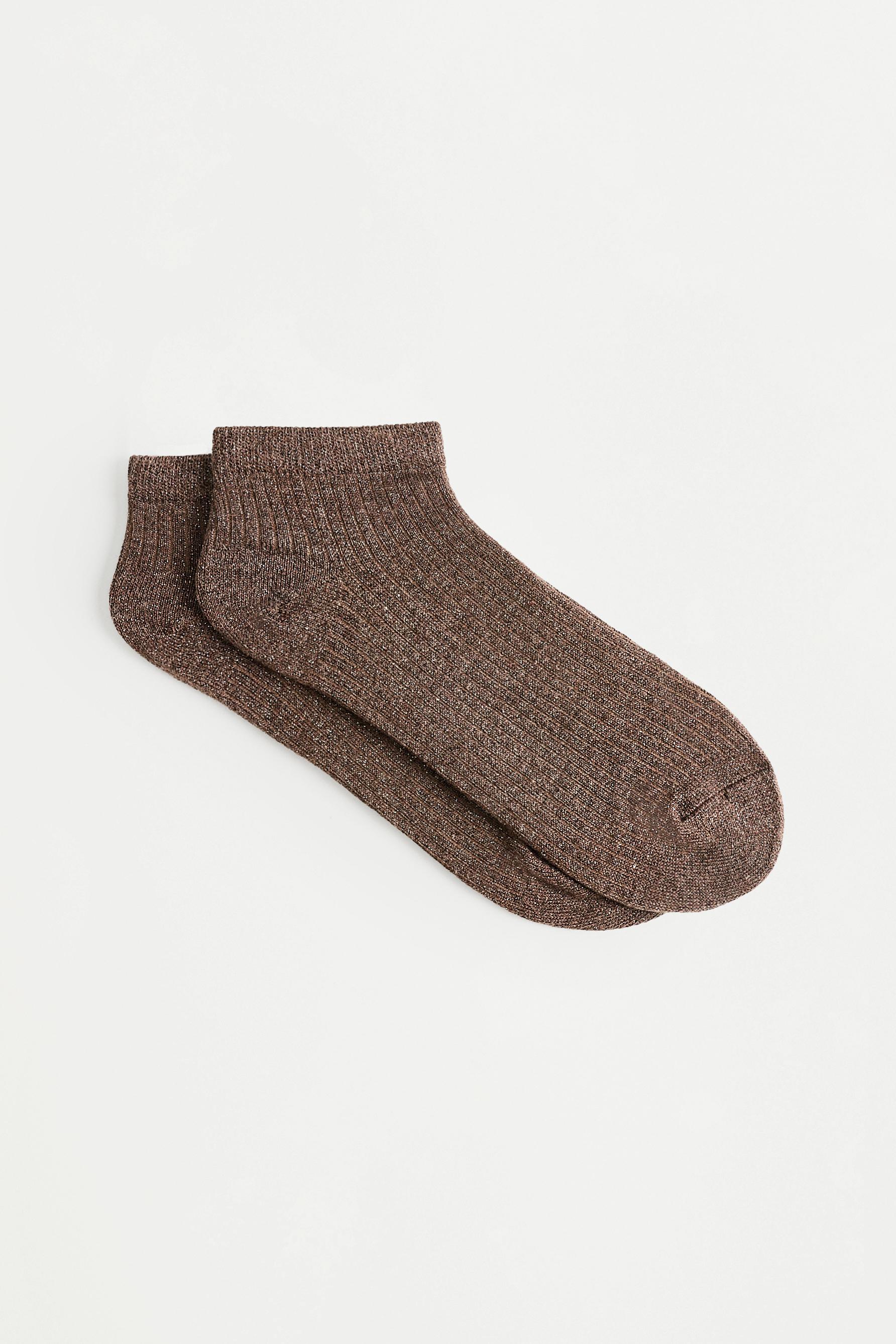 Metallic ankle socks (4-pack) — BROWN