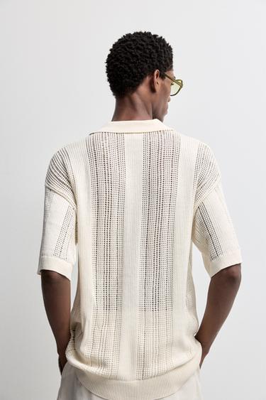 Cutwork knit polo — OFF WHITE 4