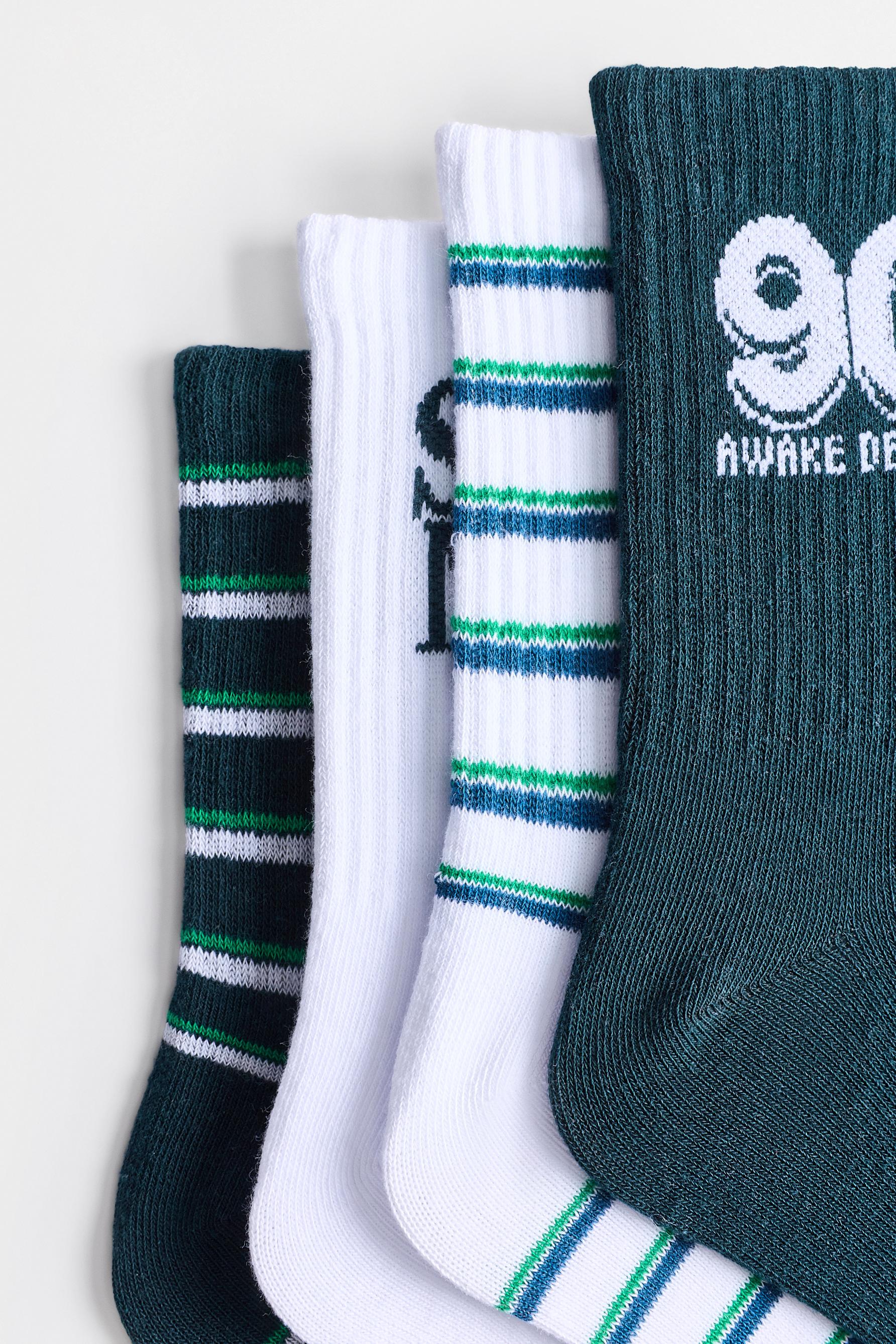 4-pack of printed crew socks — MEDIUM GREEN