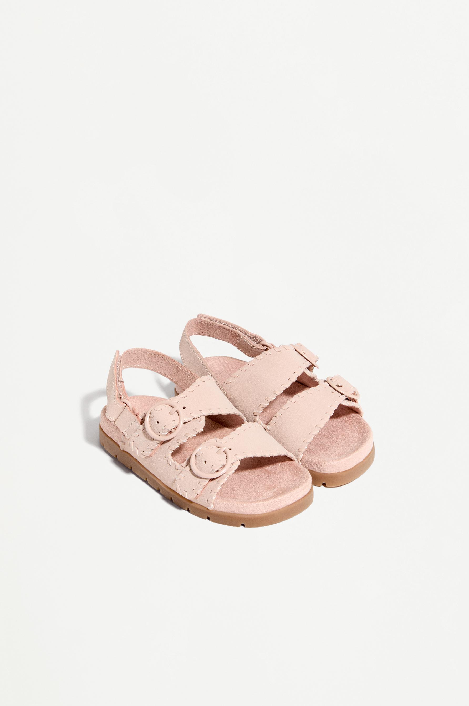 COMFORT BUCKLE SANDALS — PALE PINK