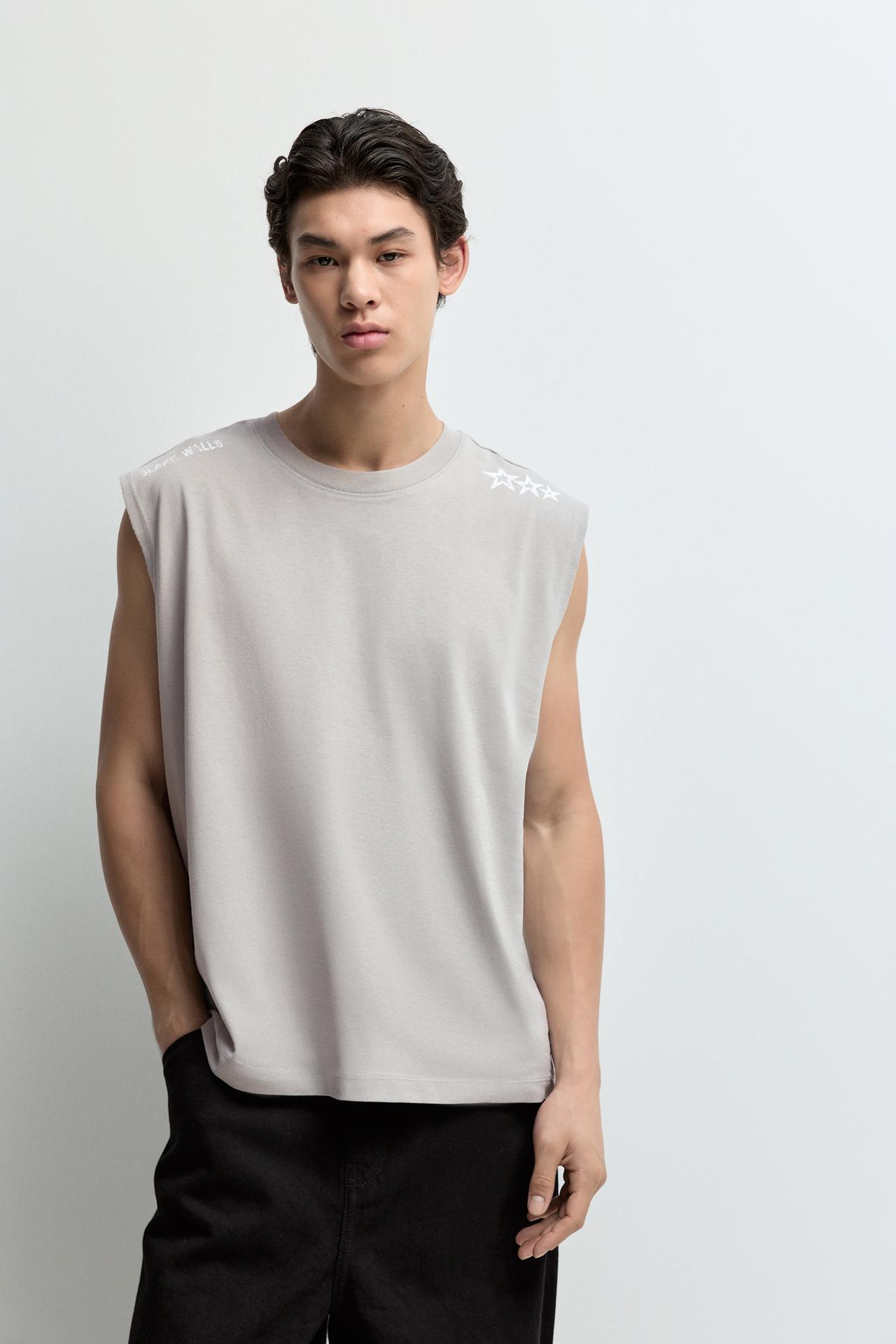Faded-effect printed sleeveless T-shirt — ASH