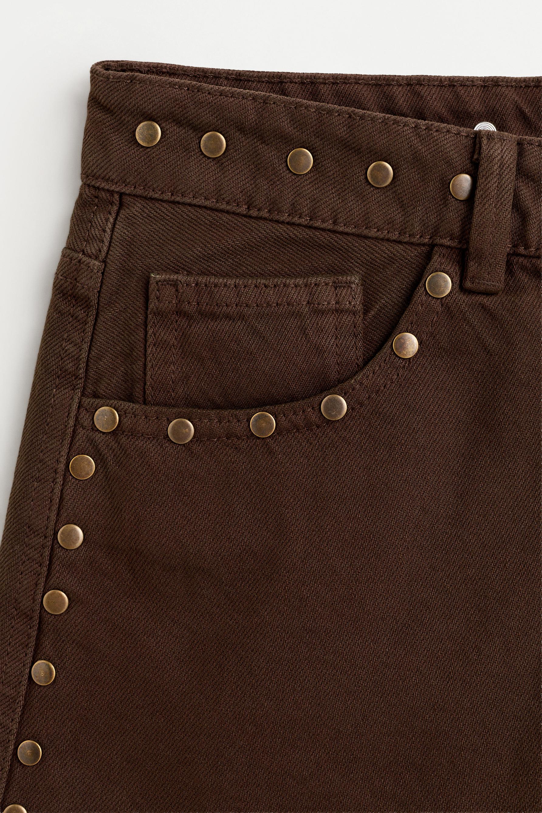 Denim shorts with studs — BROWN MARL