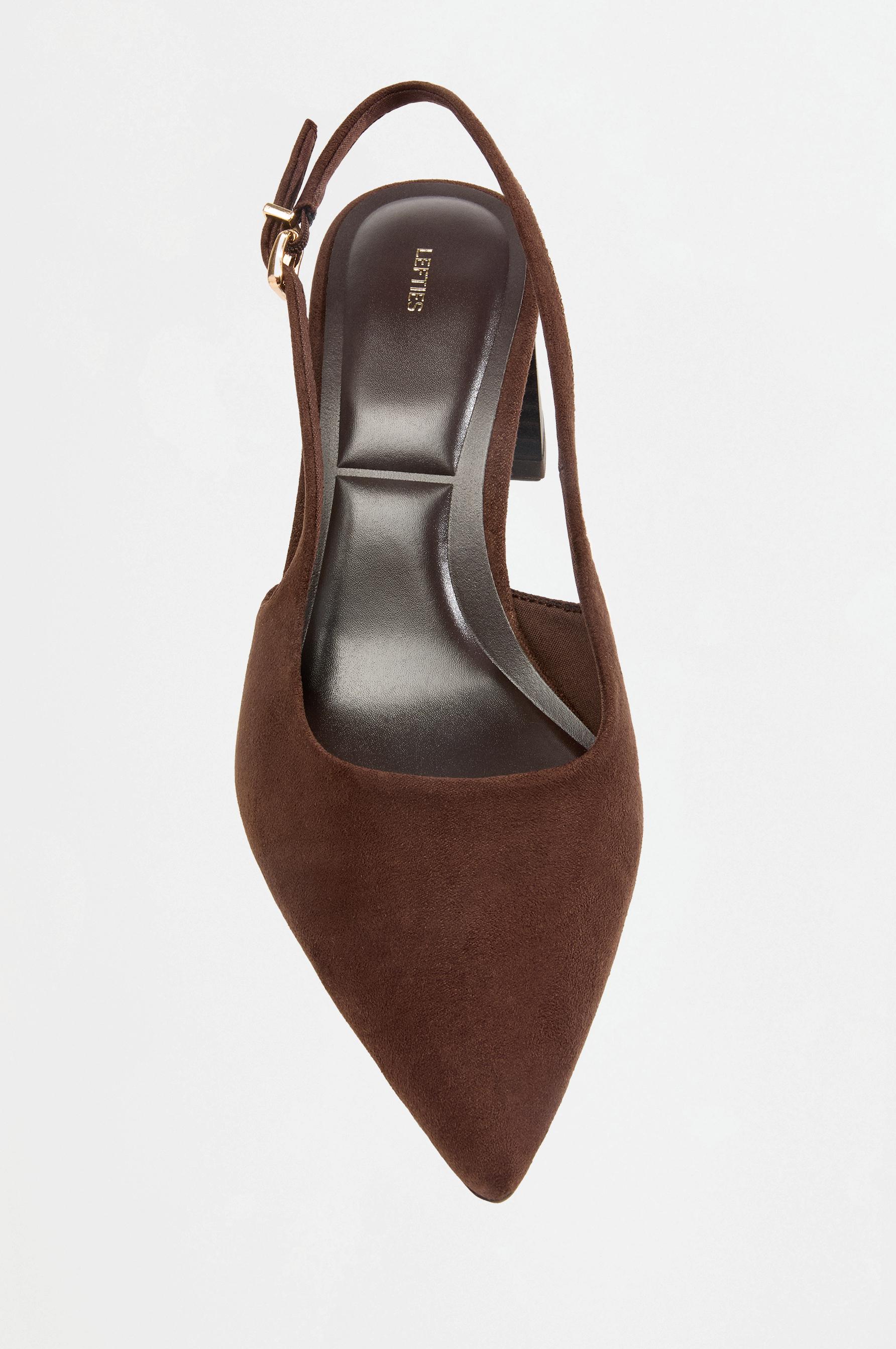 Block heel slingback shoe — BROWN