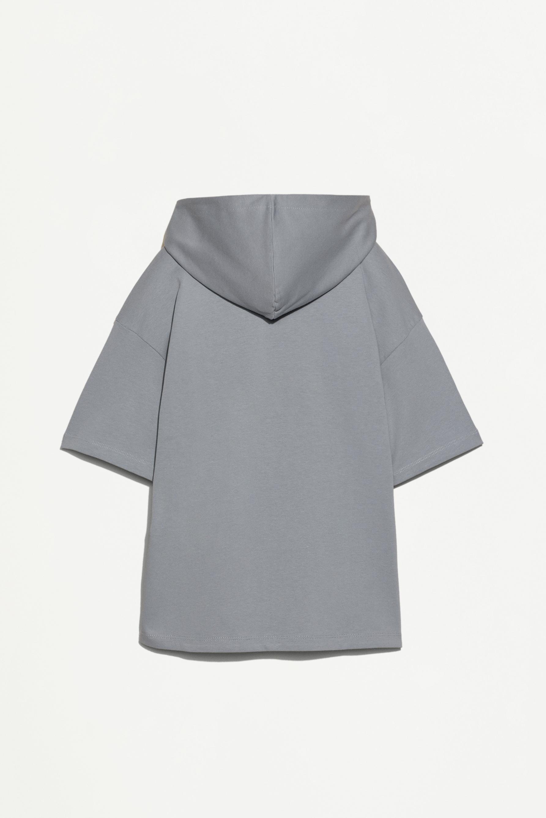 Heavy jersey hooded short sleeve T-shirt — STEEL BLUE
