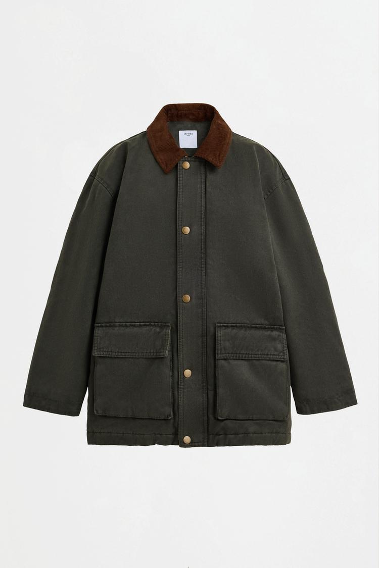 Waxed-effect quilted jacket — GREEN