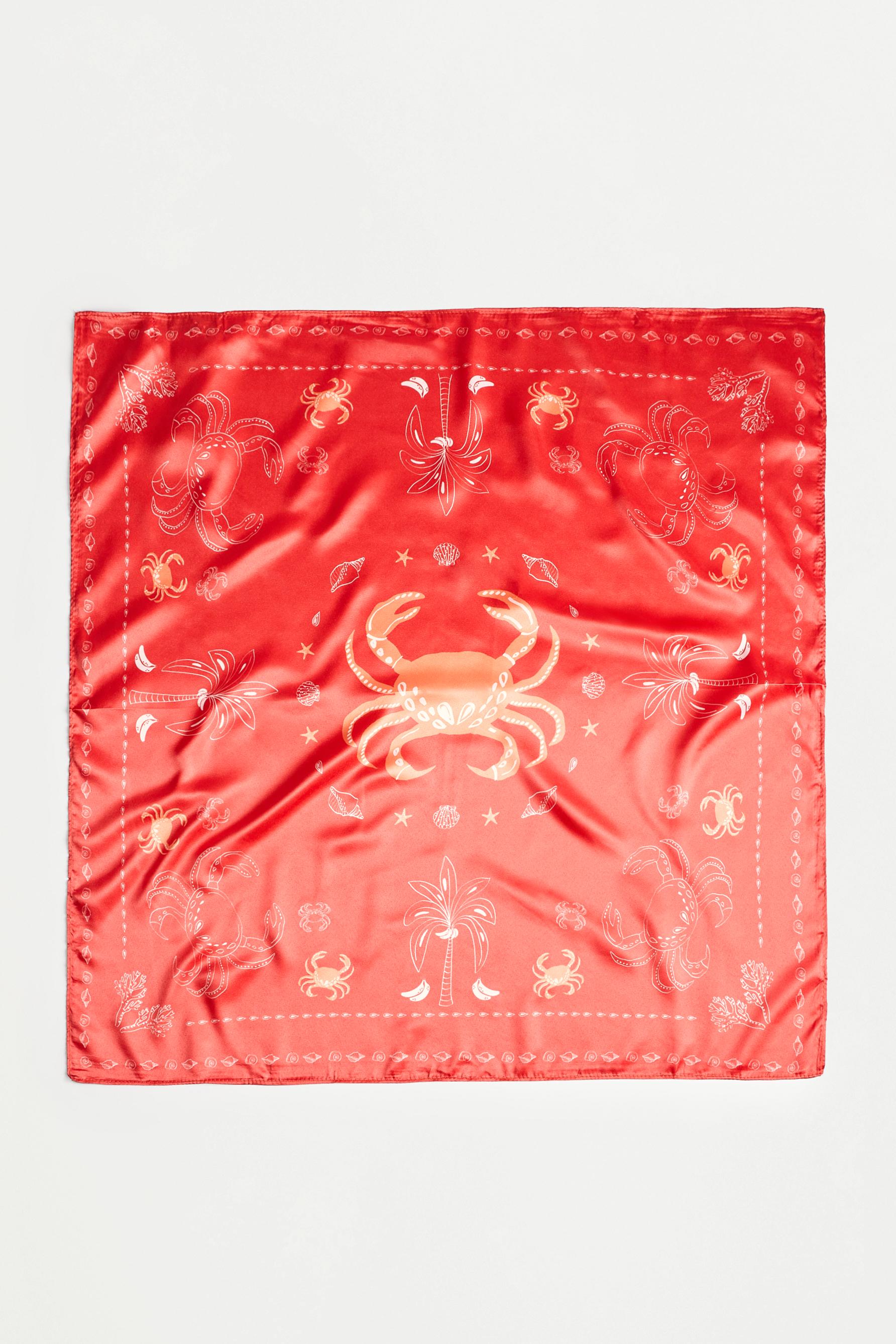 Crab sateen scarf — RED