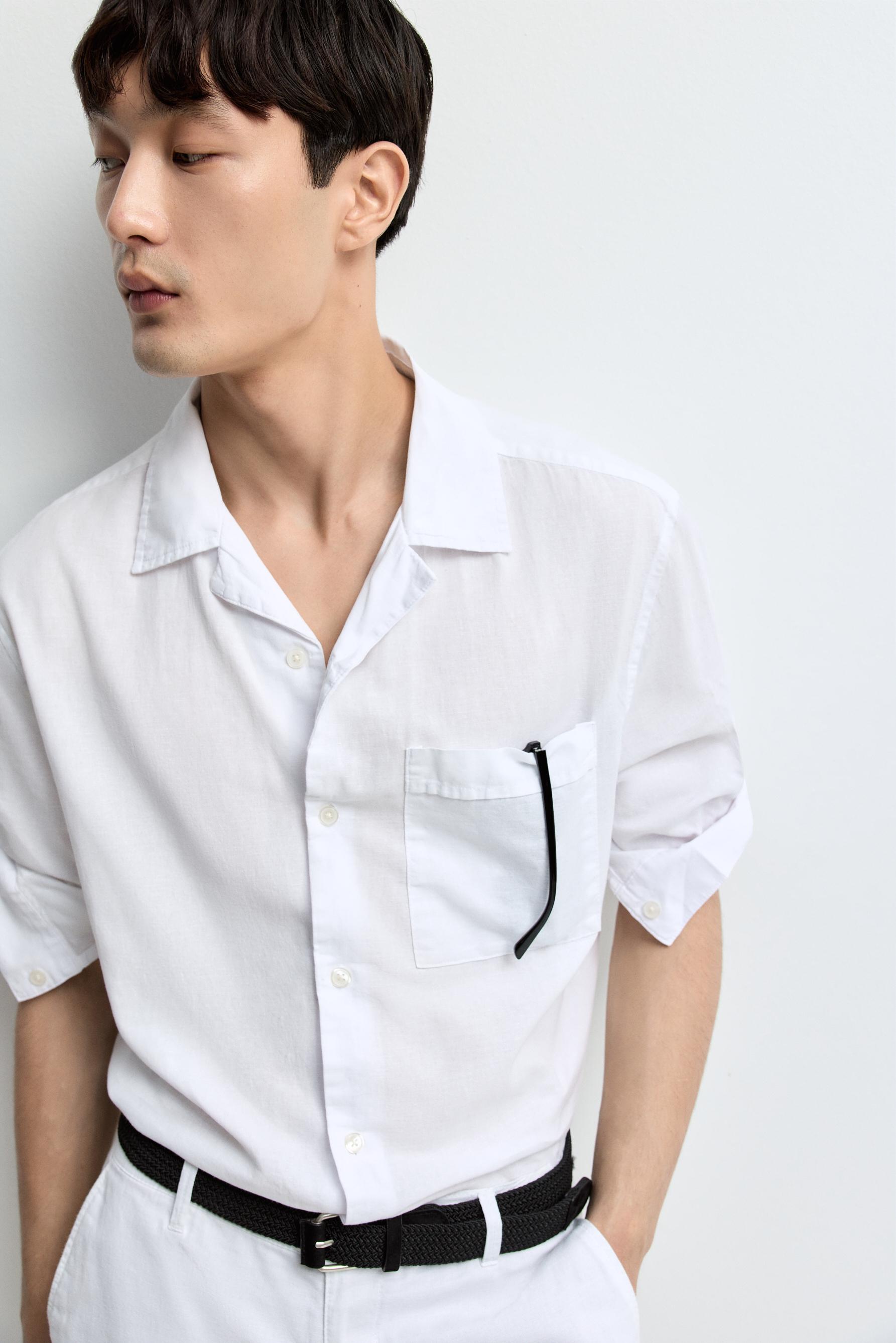 Linen-cotton resort shirt — WHITE