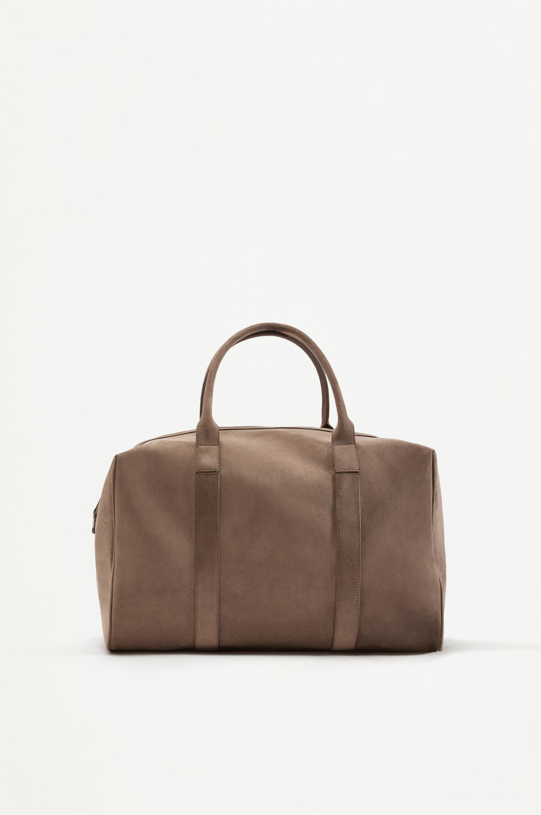 Split Suede Effect Bowling Bag EDITION — KHAKI
