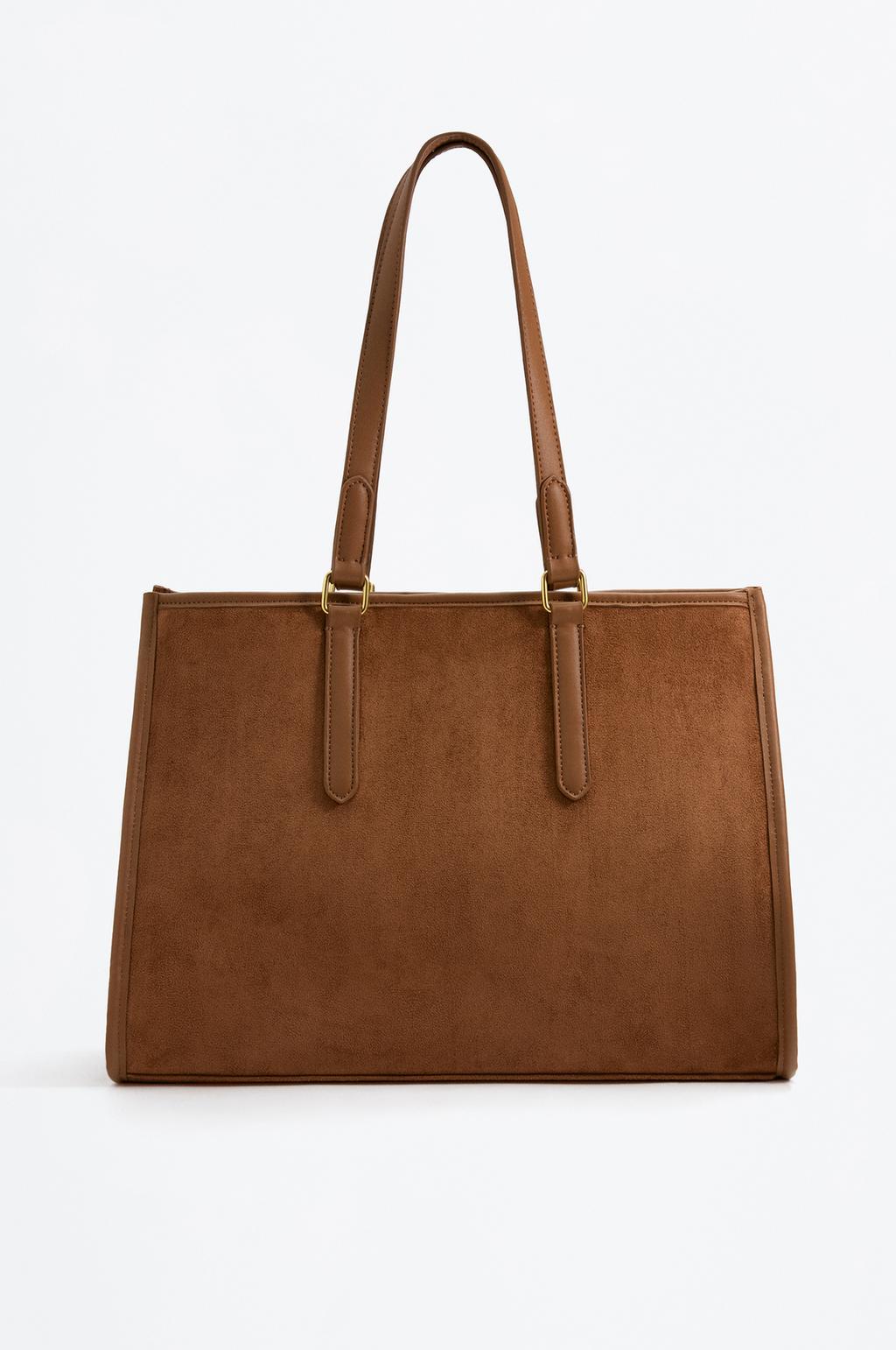 Faux suede shearling shopper bag