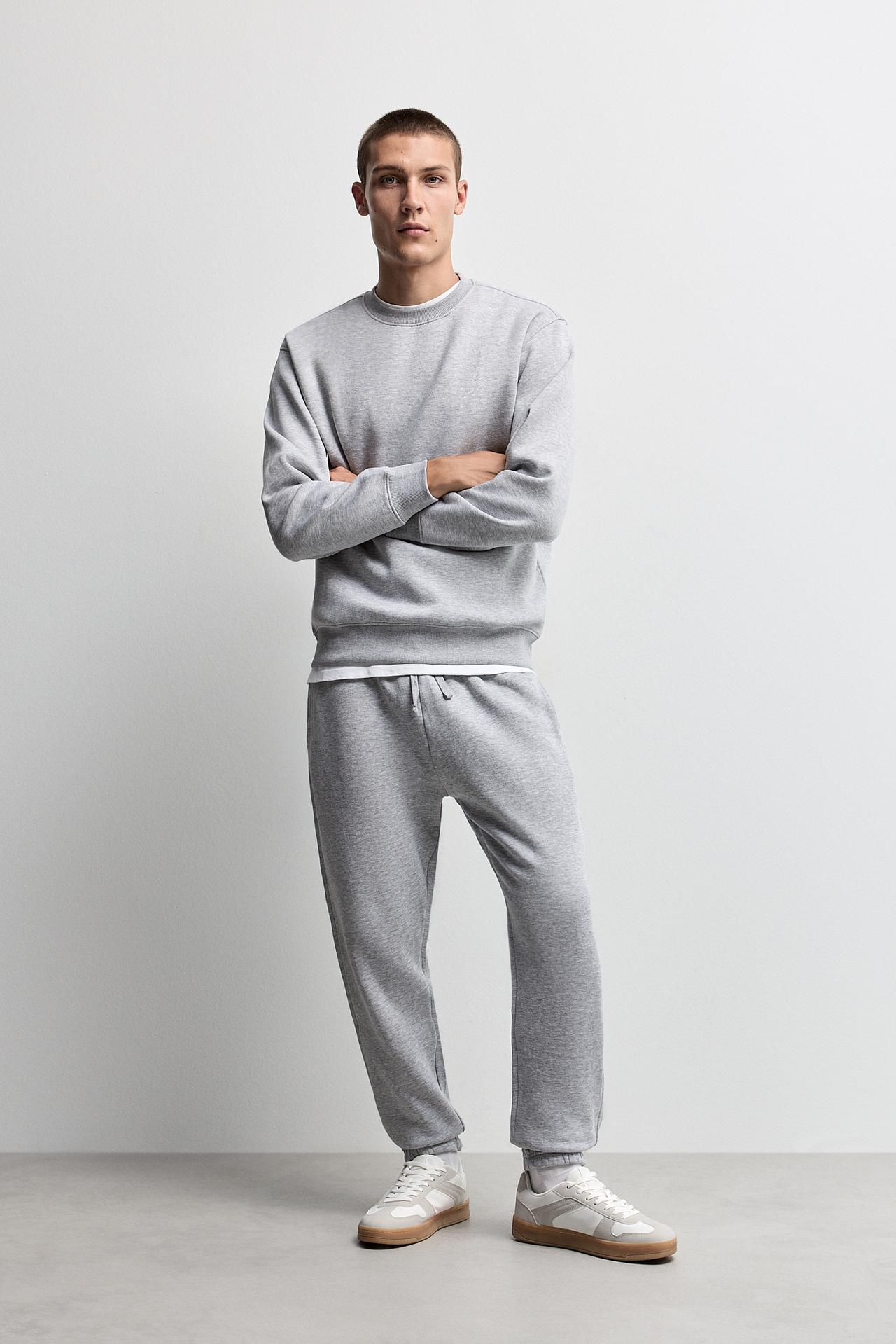 Slim fit tracksuit bottoms — GREY MARL