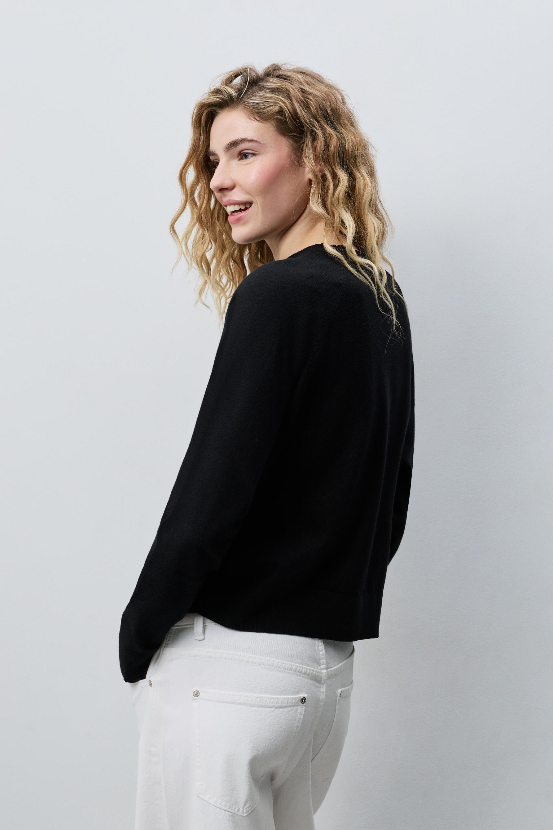 Round neck sweater — BLACK