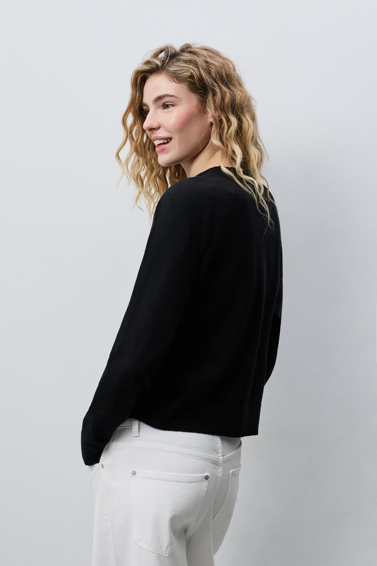 Round neck sweater — BLACK