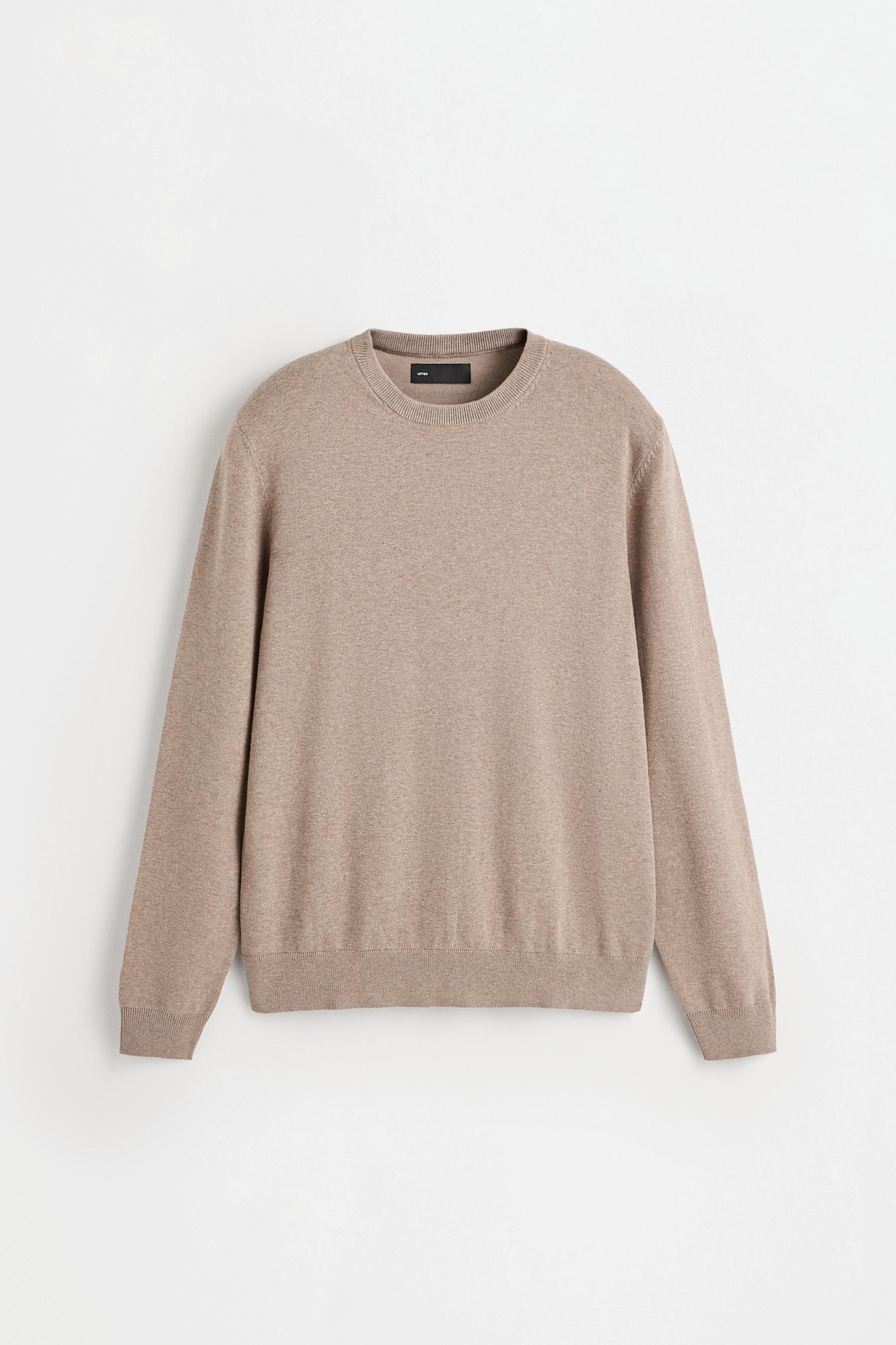 Basic round neck sweater — BEIGE MARL