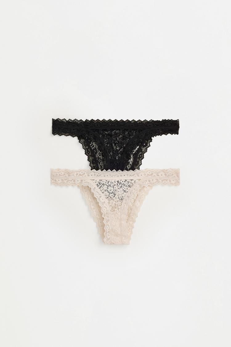 Classic Lace Briefs (2-Pack) — BLACK