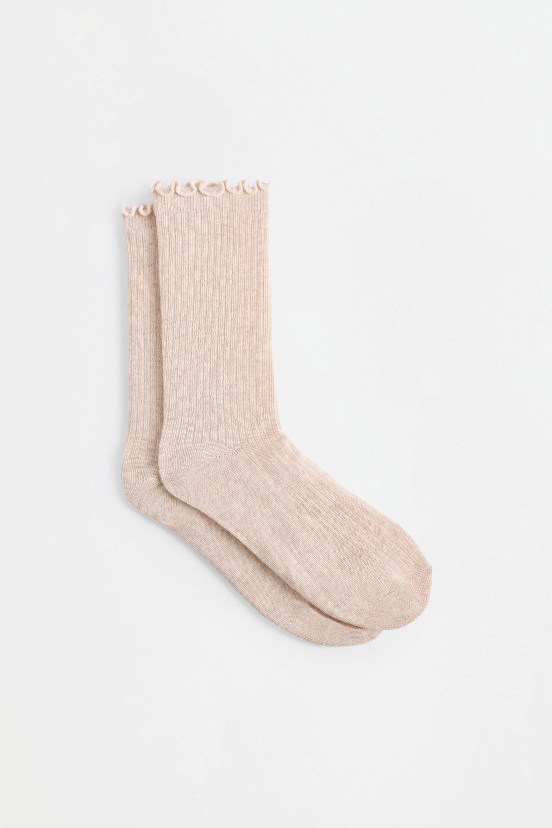 Ribbed long socks (3-pack) — BROWN