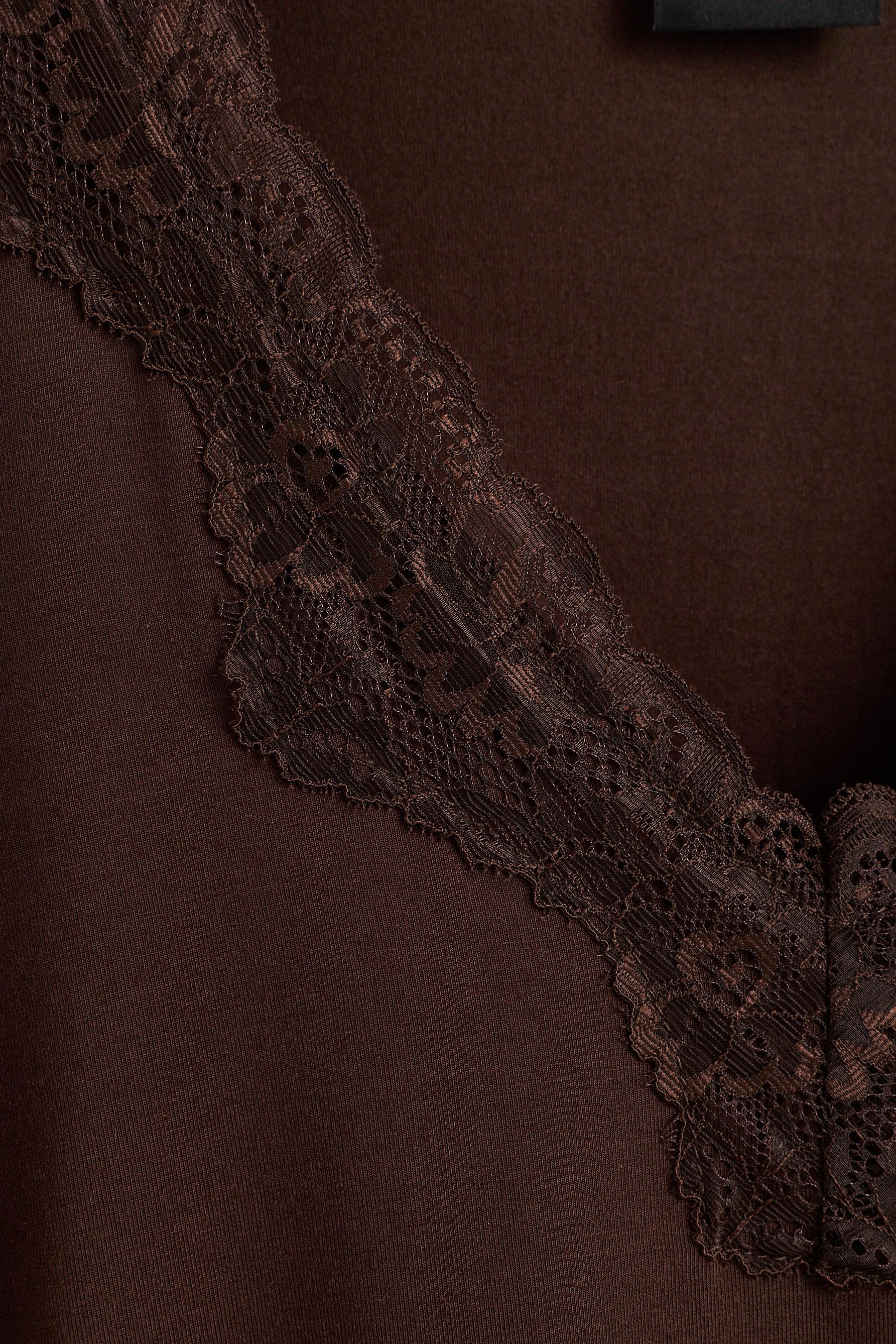 Long lace pyjamas — BROWN