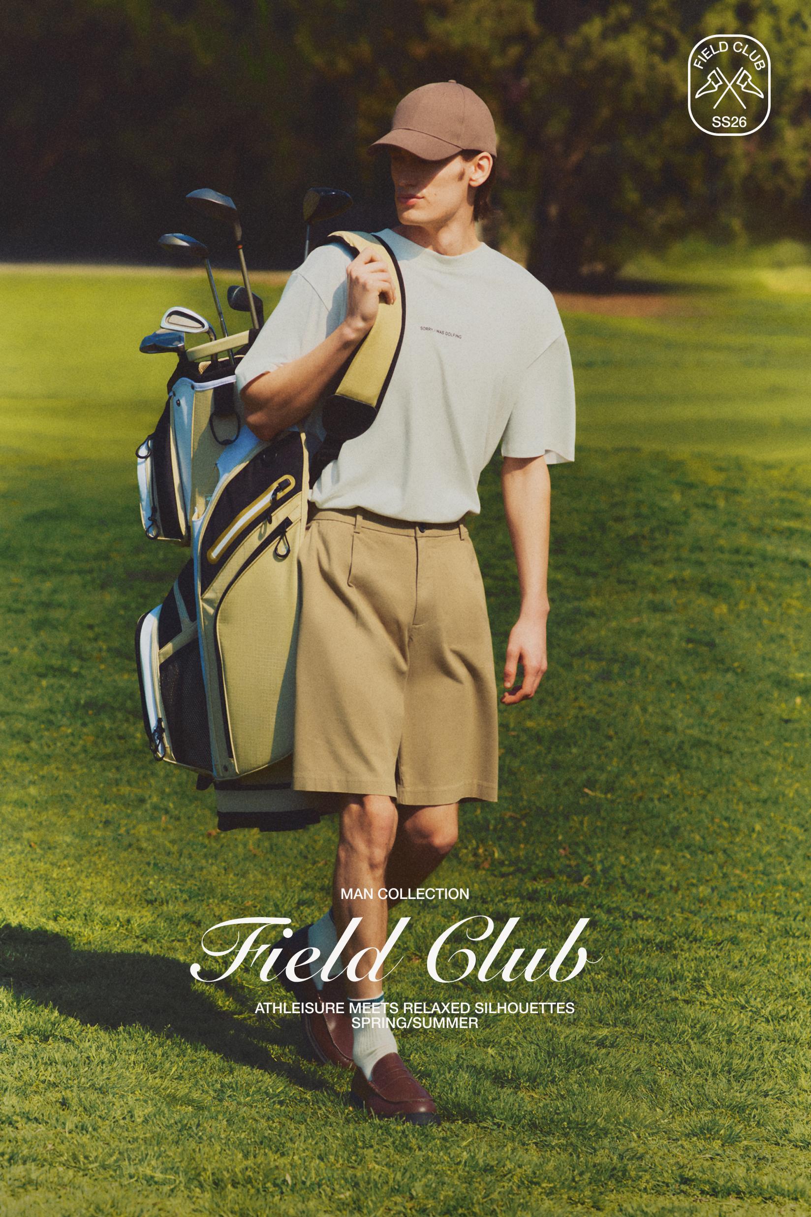 Pleated chino Bermuda shorts — SAND