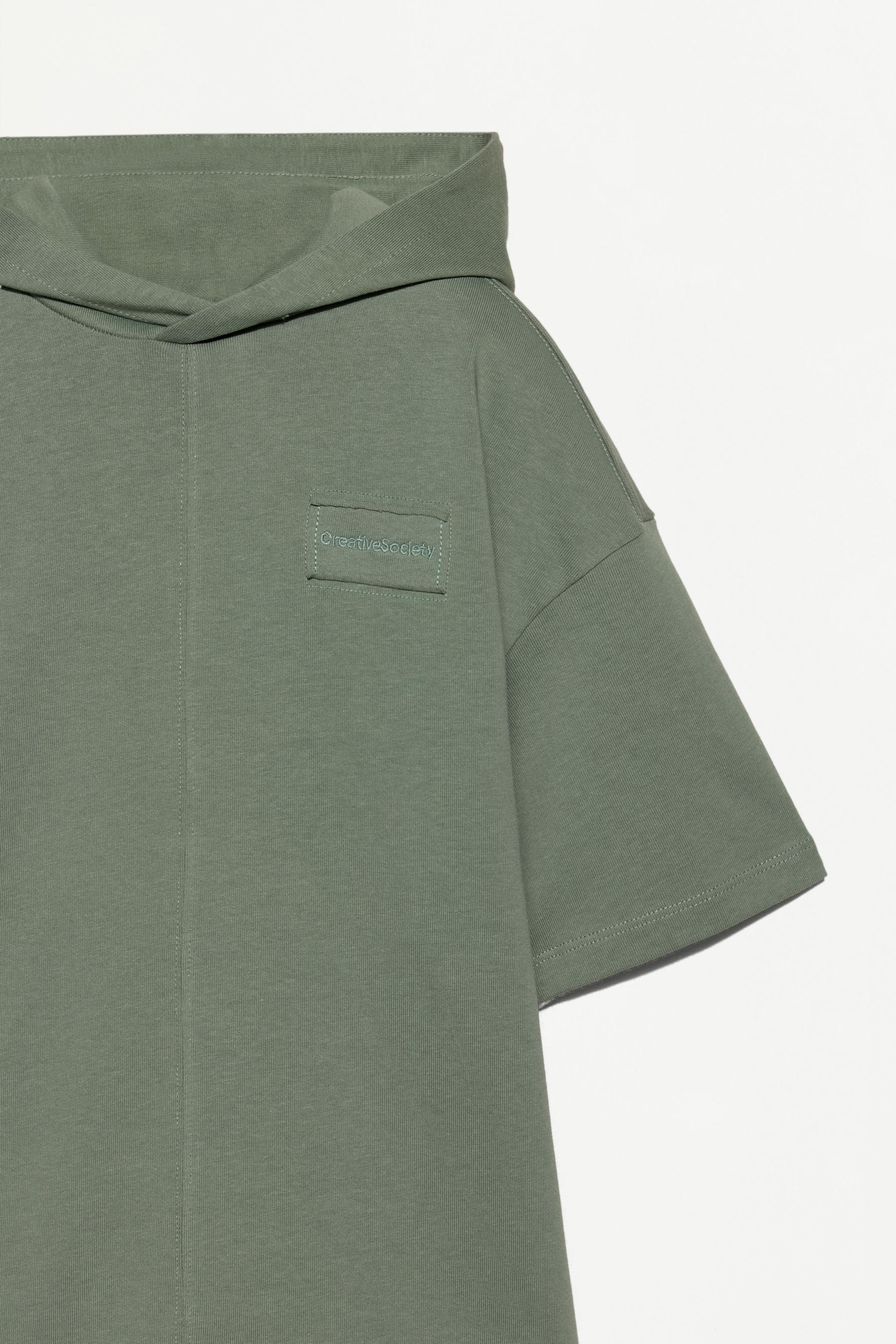 Heavy jersey hooded short sleeve T-shirt — FADED GREEN
