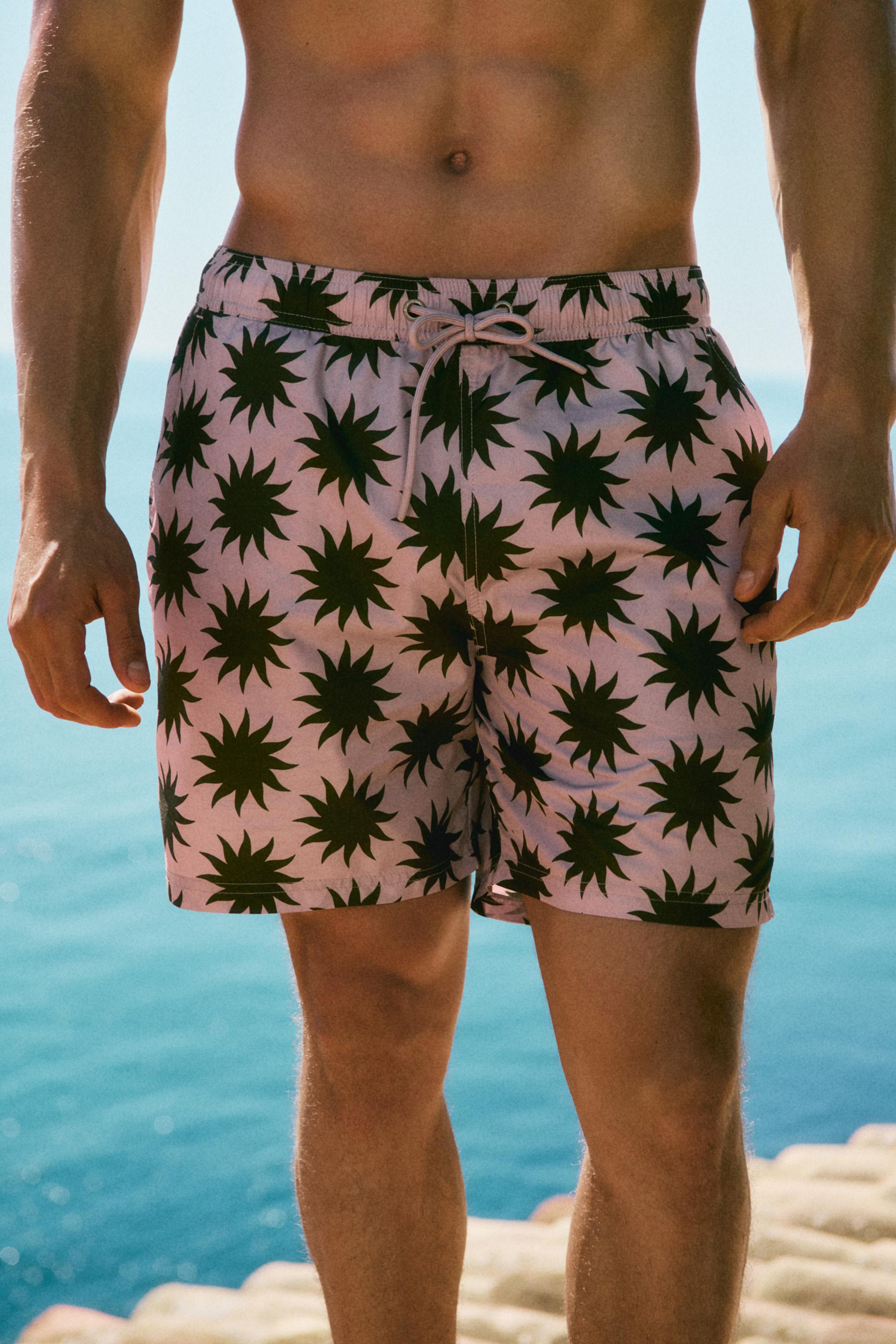 Printed regular fit swim shorts — PINK