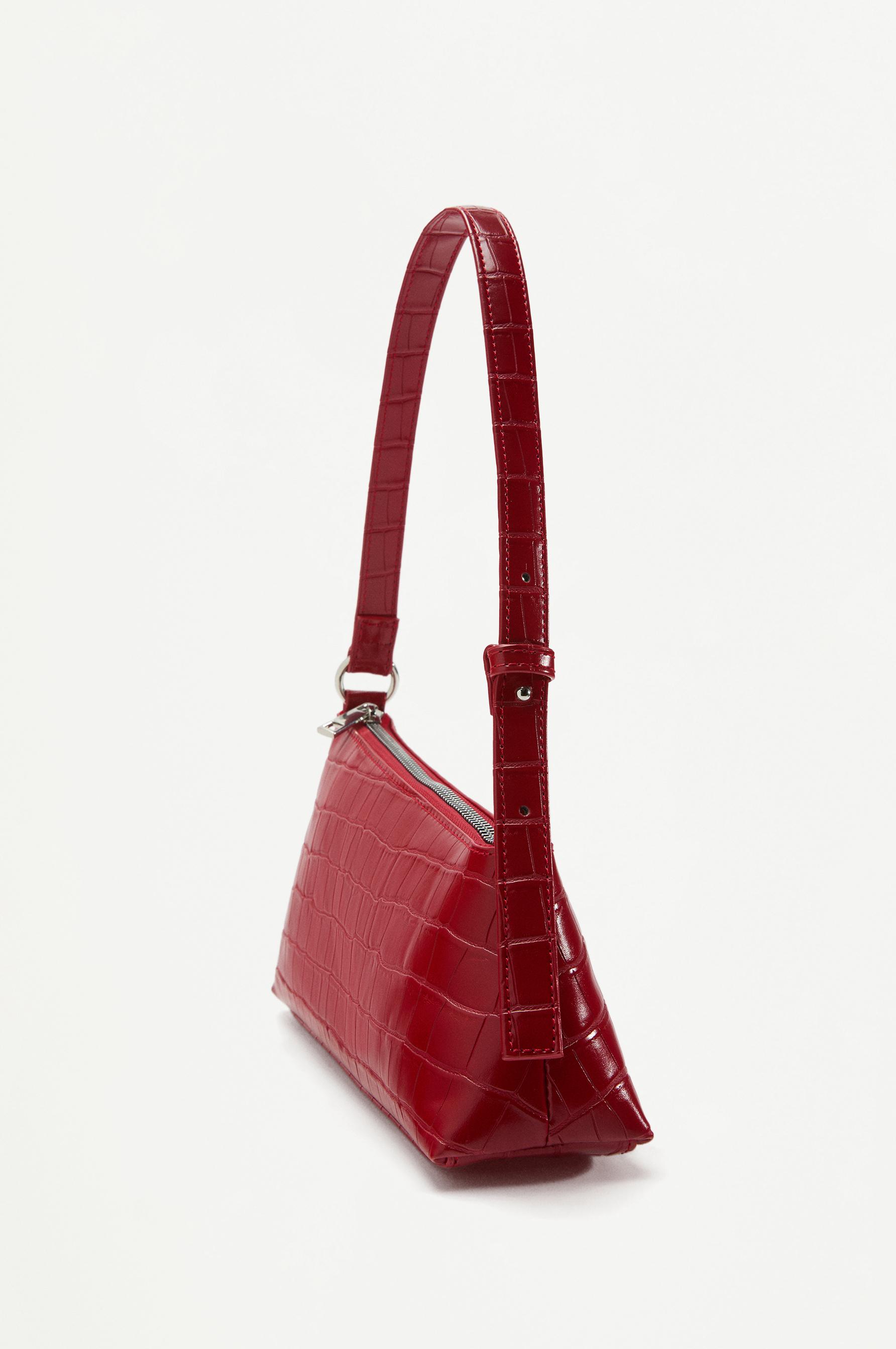 Crocodile-effect shoulder bag — RED
