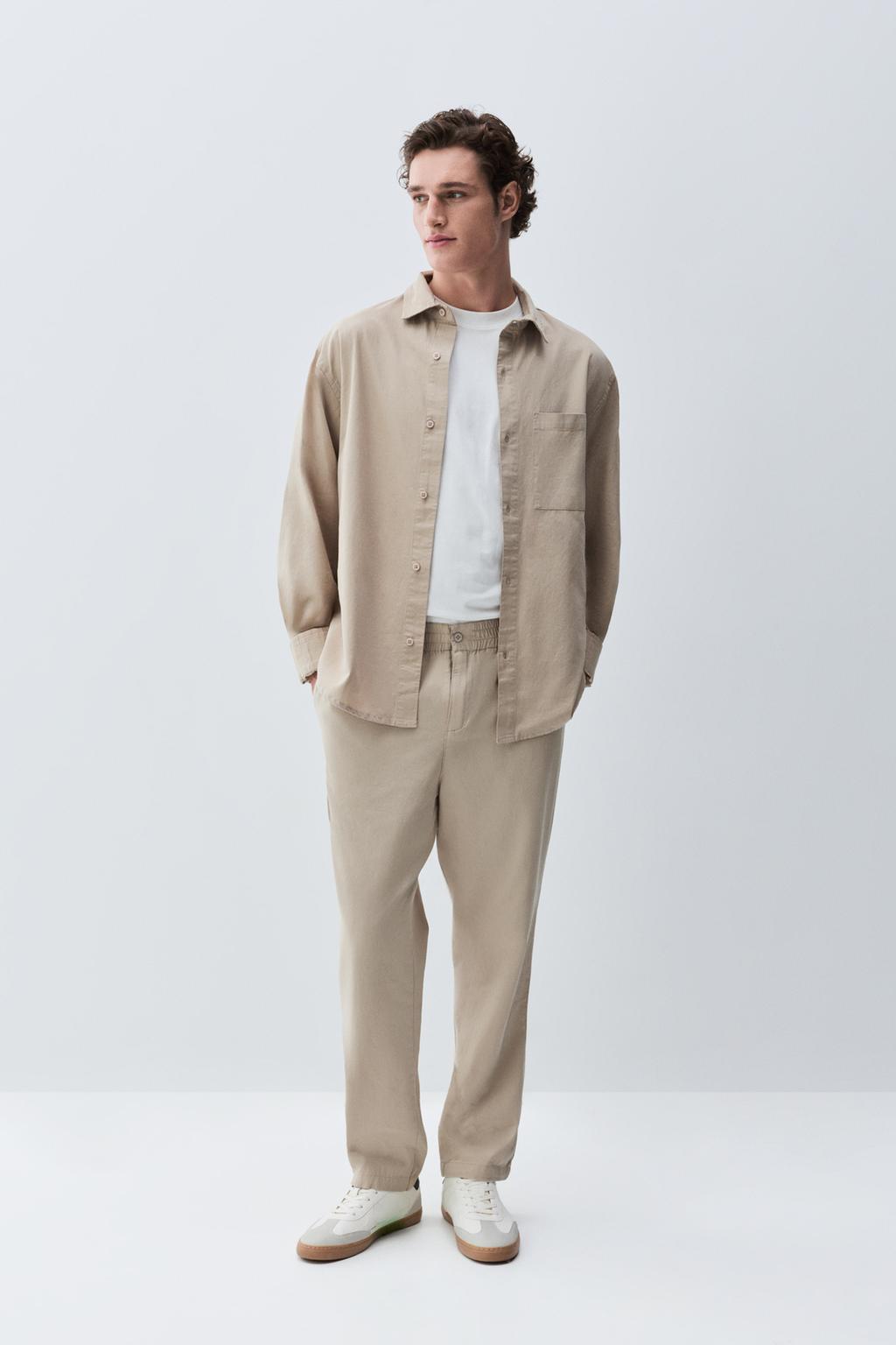 Pantaloni jogger misto lino