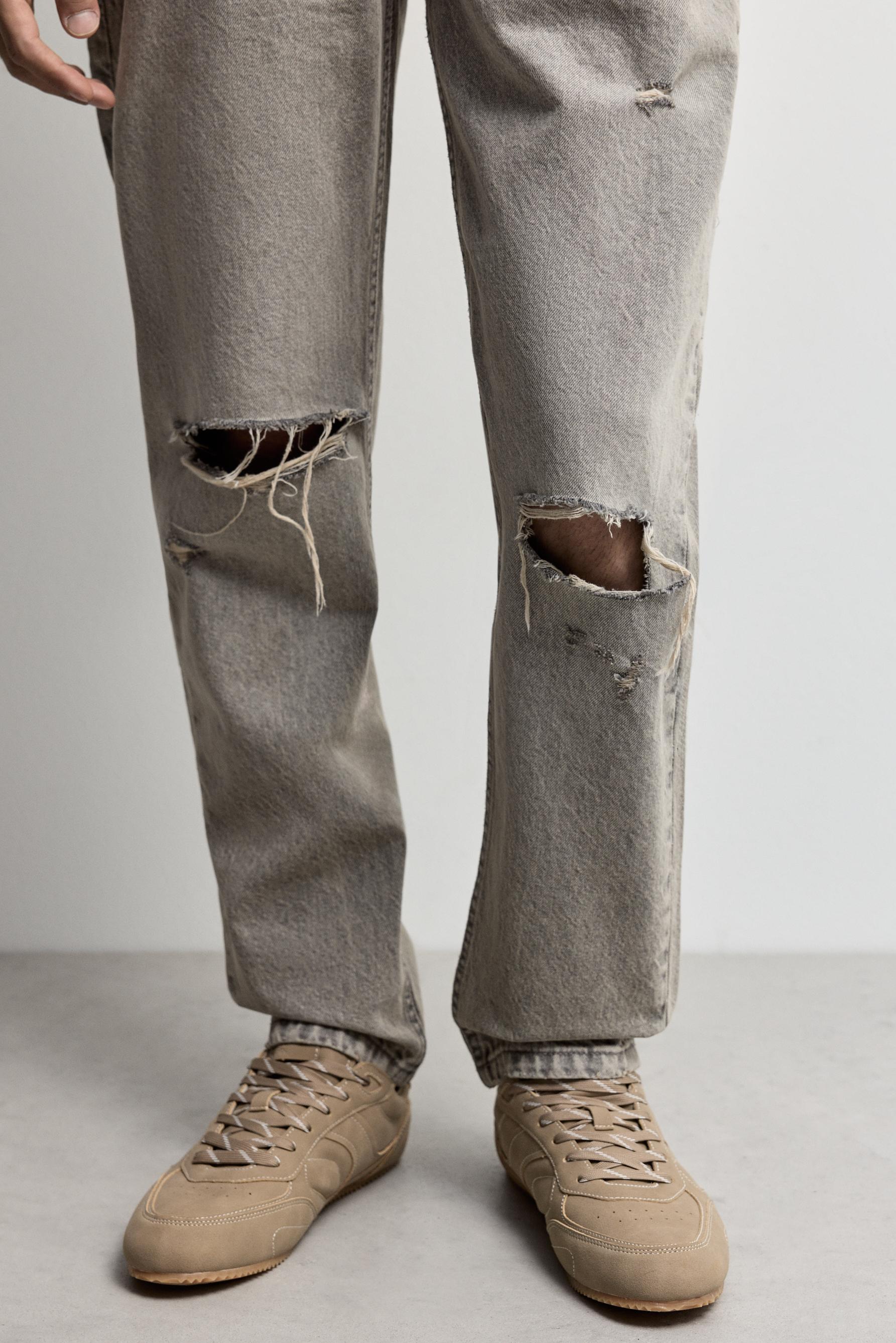 Ripped regular jeans — GREY