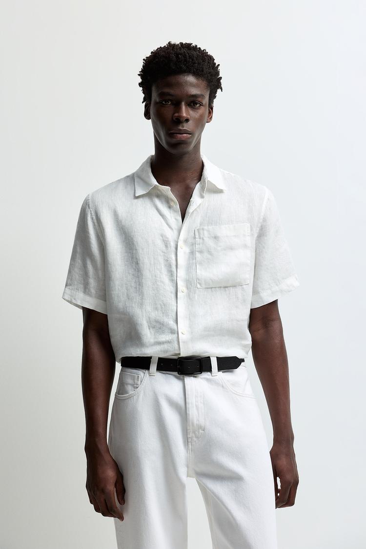 100% linen shirt — WHITE