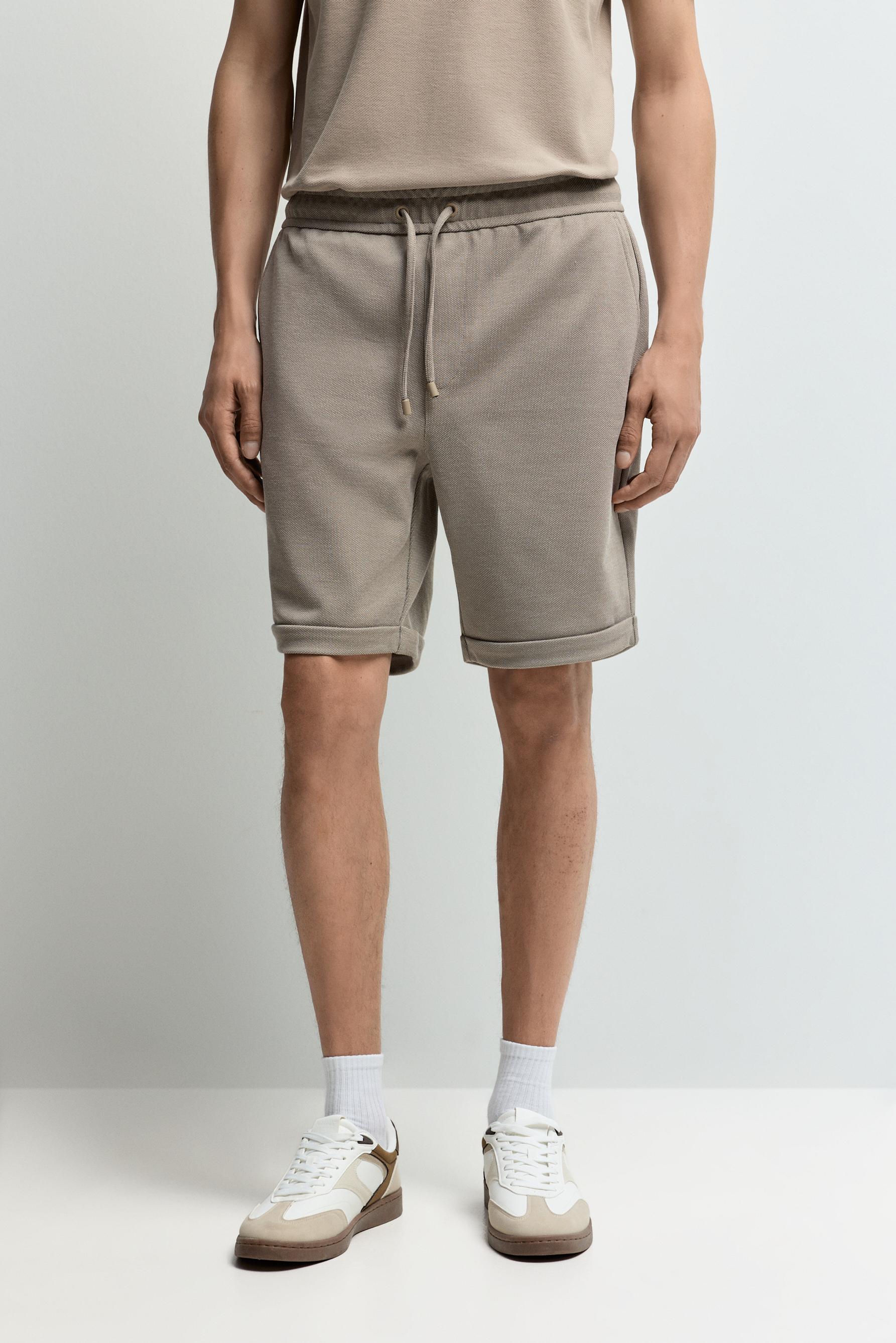 Piqué Bermuda shorts — PALE SAND