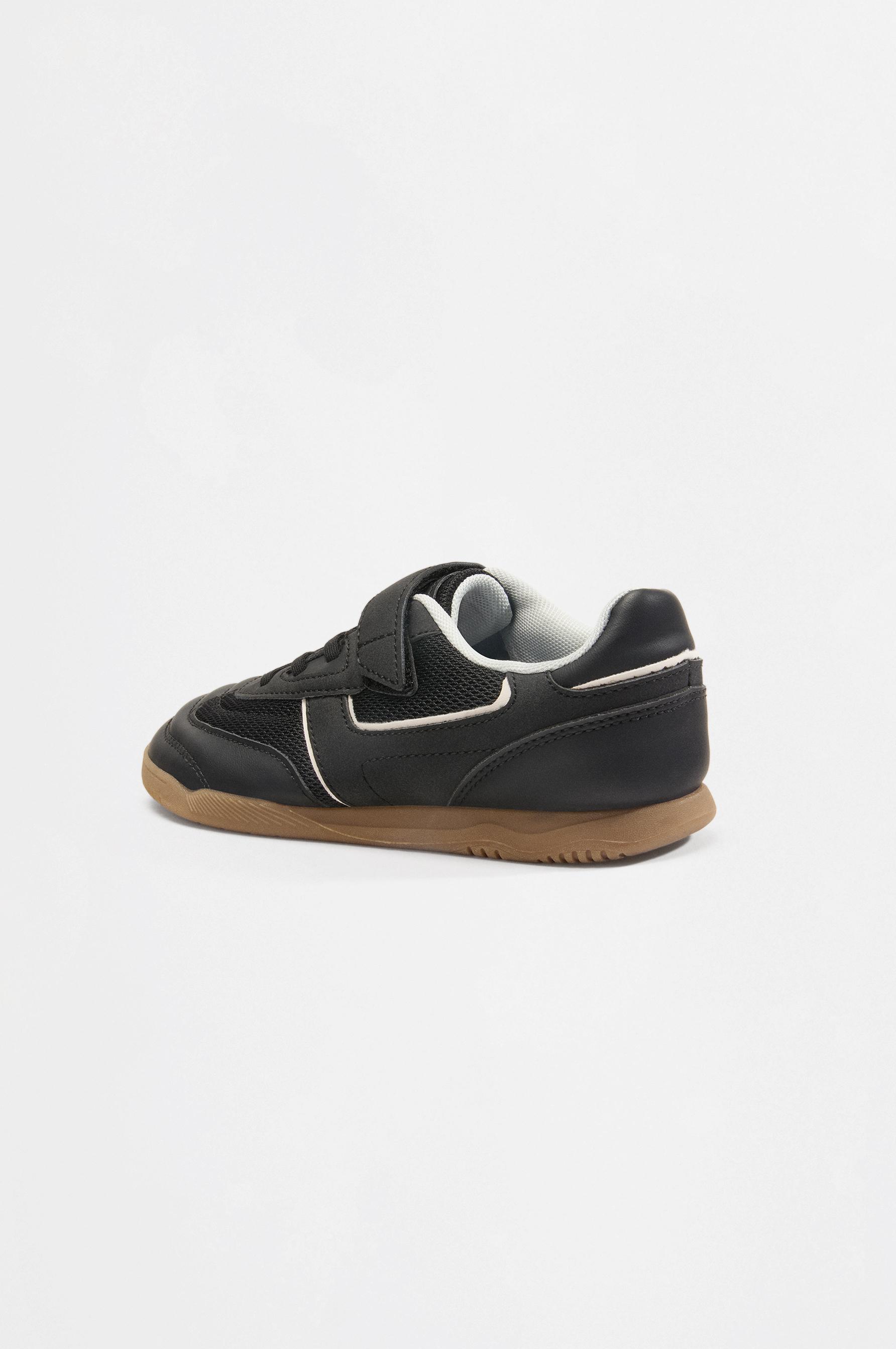 Mixed-finish sneakers — BLACK