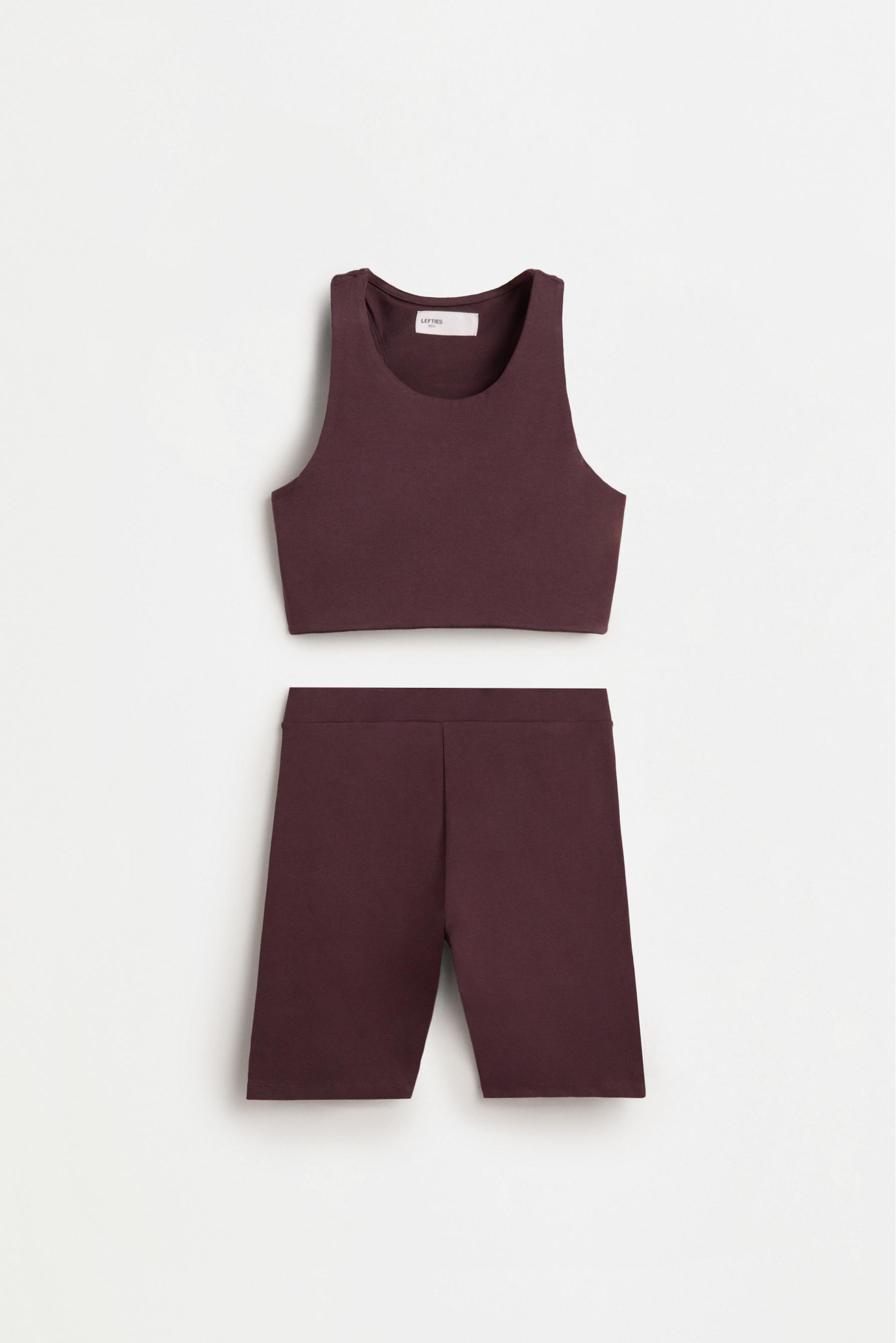 Sports top and cycling leggings co-ord set — CHOCOLATE