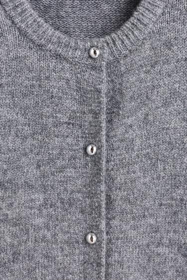 Round neck knit jacket — MEDIUM GREY 7