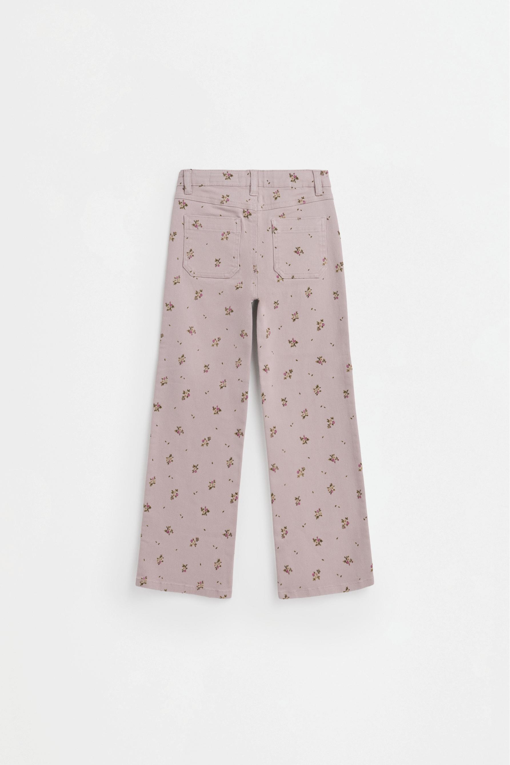 Twill bell bottom trousers — BEIGE-PINK
