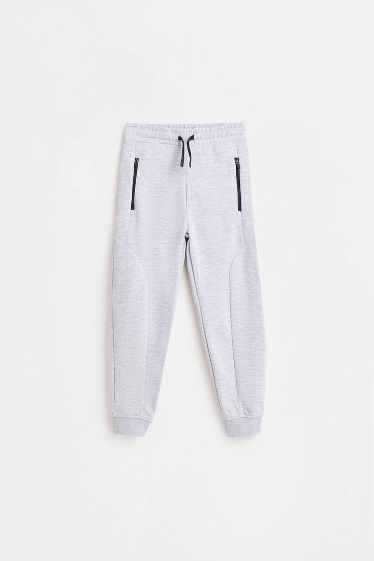 Interlock plush joggers — GREY MARL