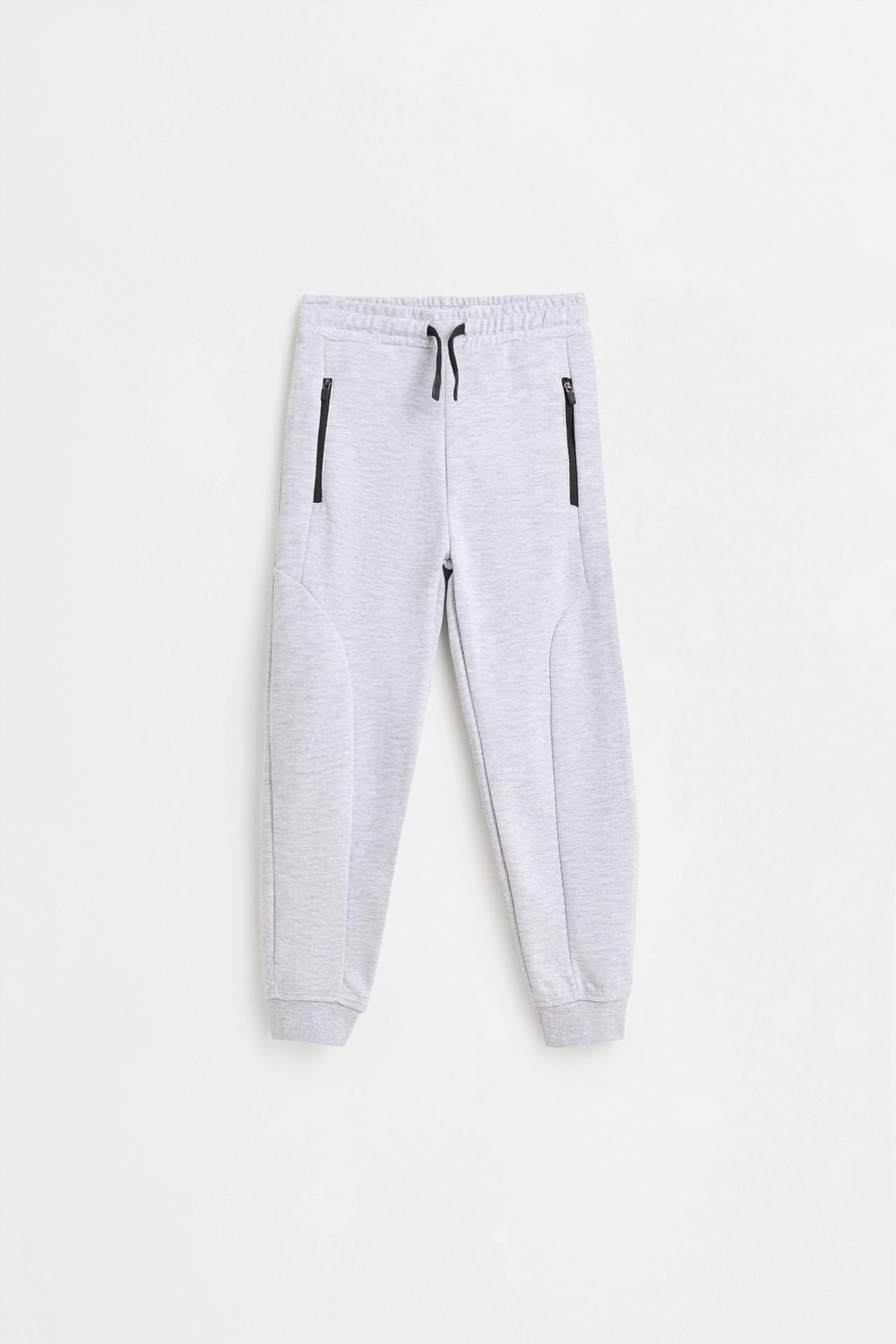 Interlock plush joggers — GREY MARL