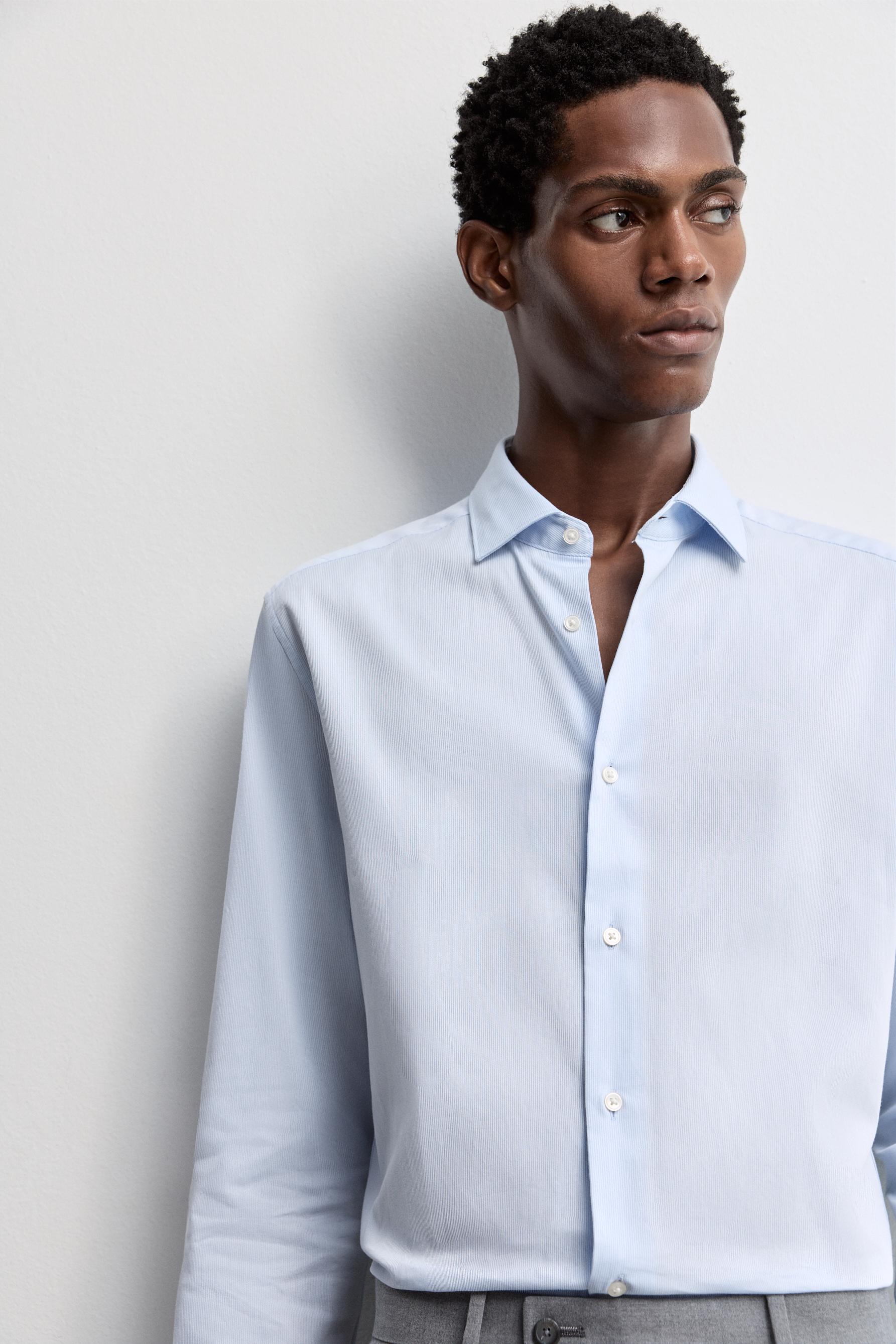 Tailored fit striped shirt — PALE BLUE