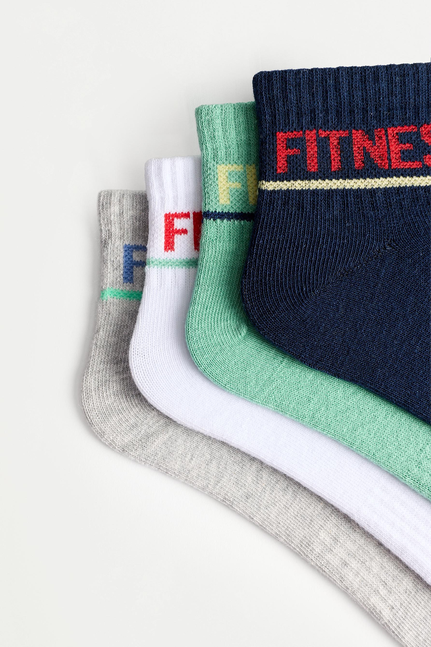 4-pack of slogan ankle socks — BLUE