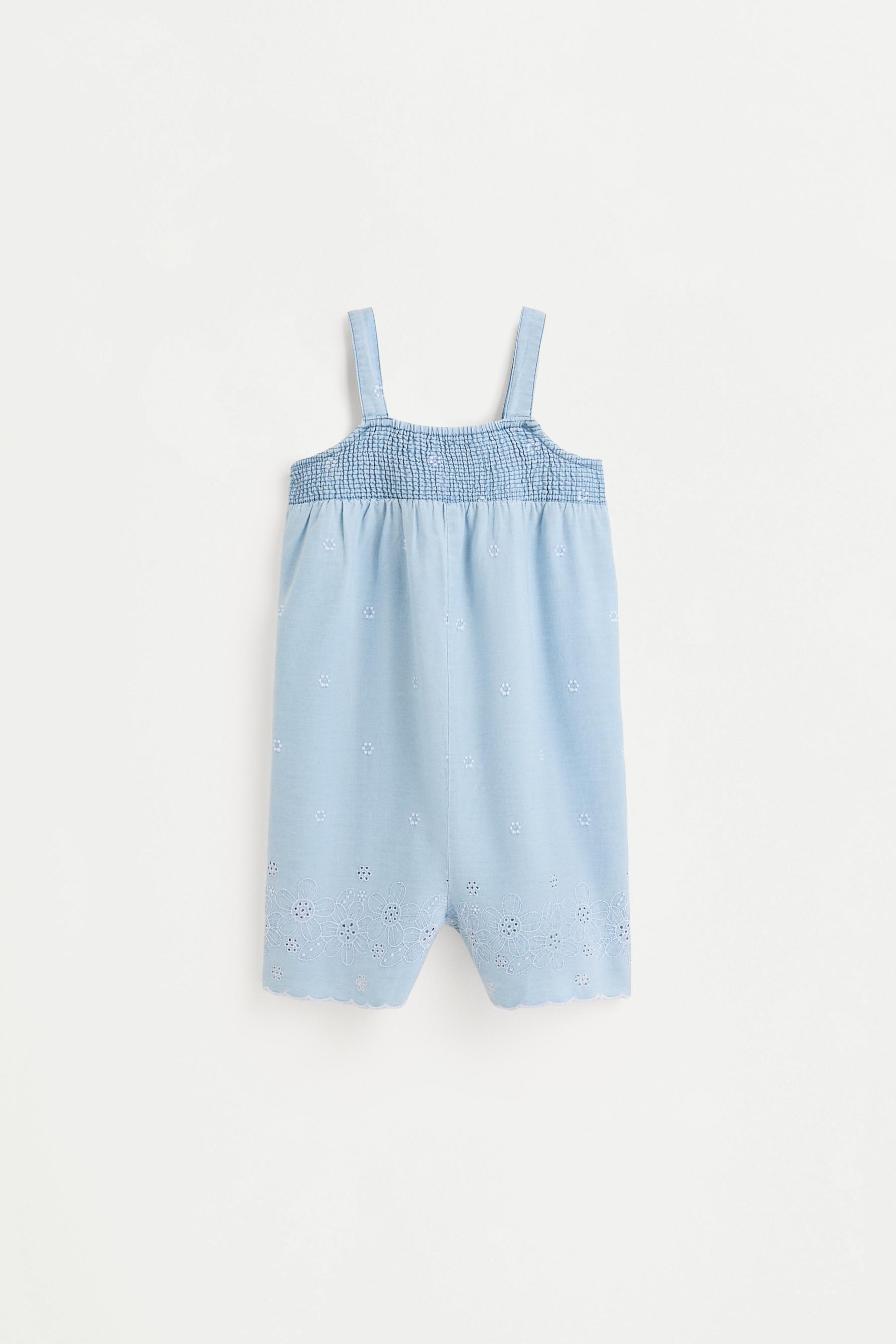 Embroidered denim dungarees — PALE BLUE