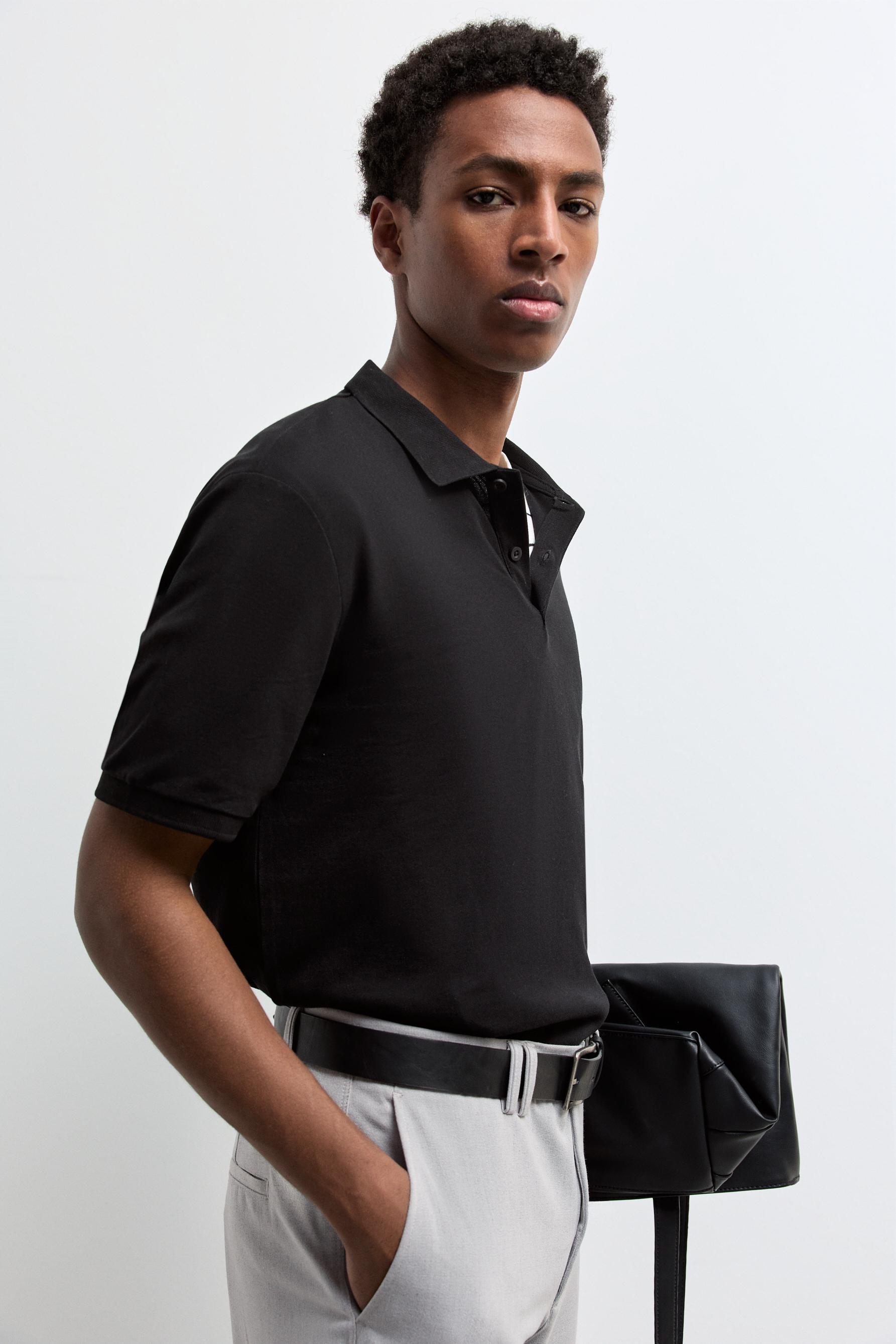 Basic polo shirt — BLACK